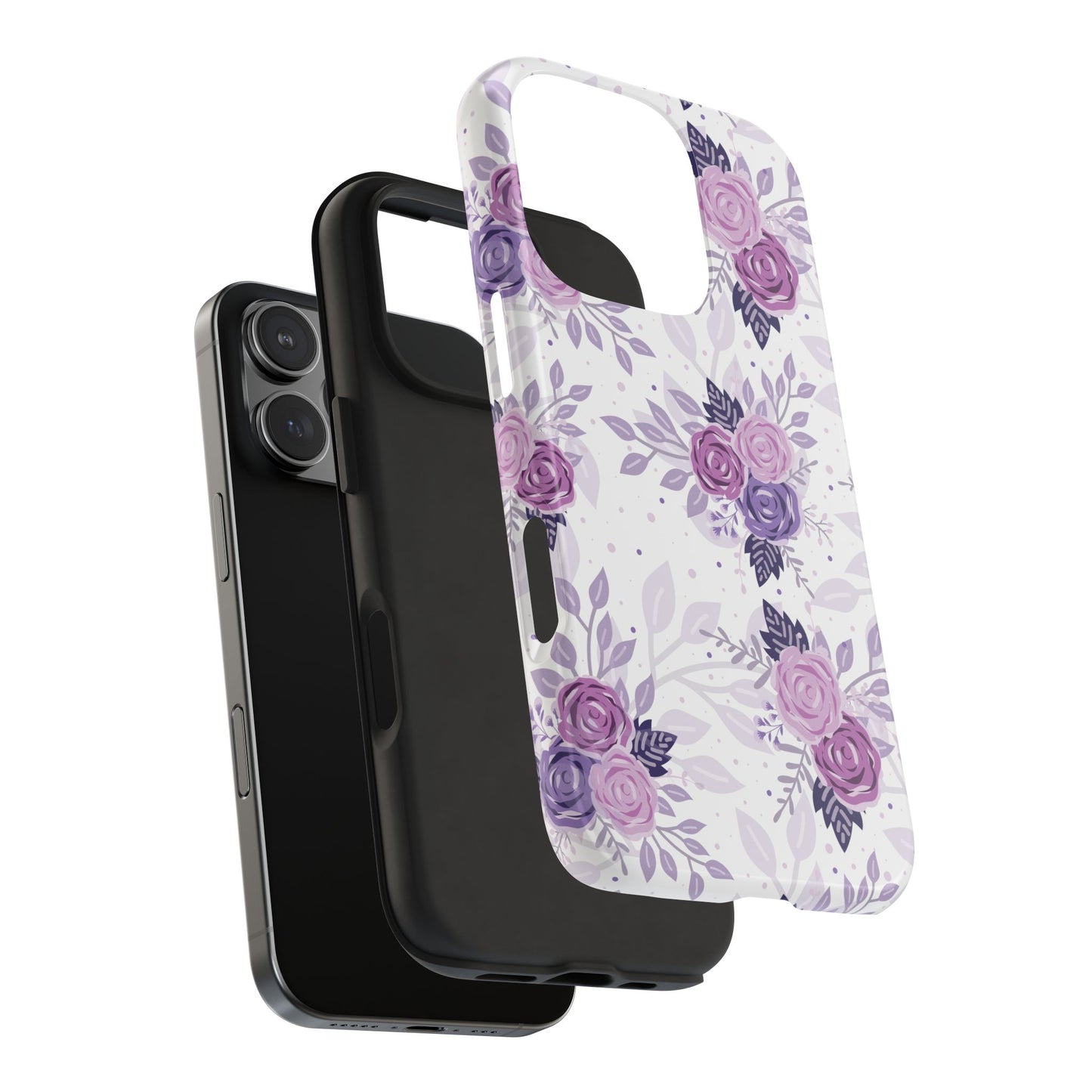 Floral Tough Phone Case - Stylish Protection with Purple Roses
