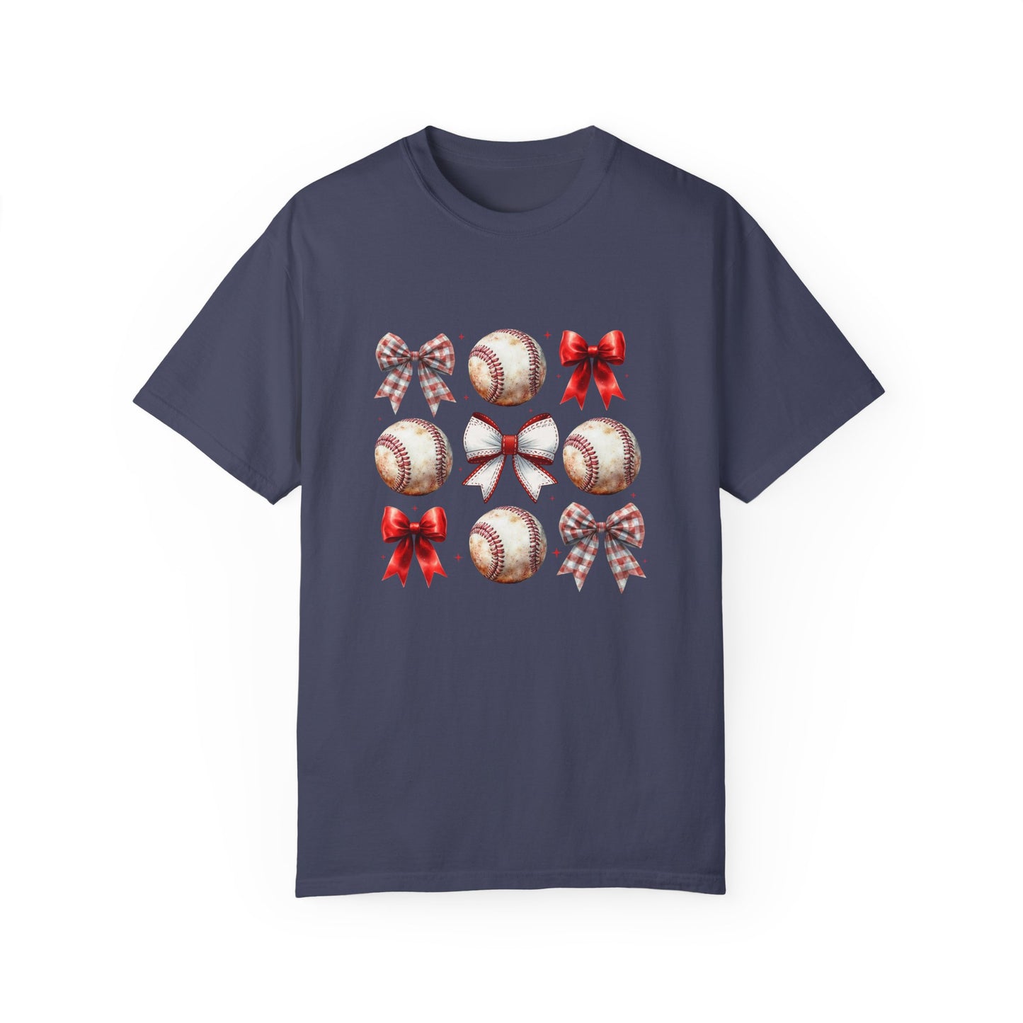 Baseball Ribbon Bows Comfort Colors T-Shirt