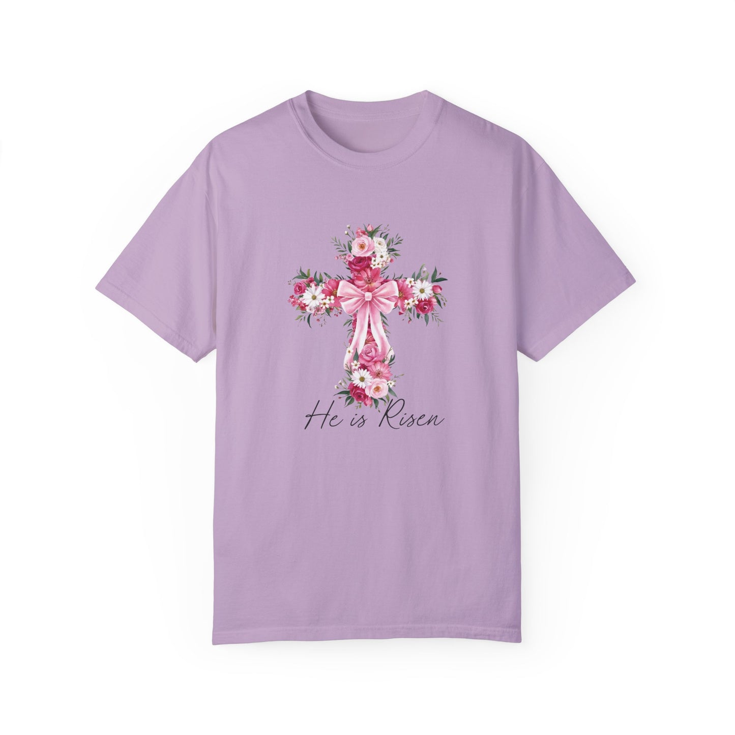 He is Risen Floral Comfort Colors T-Shirt
