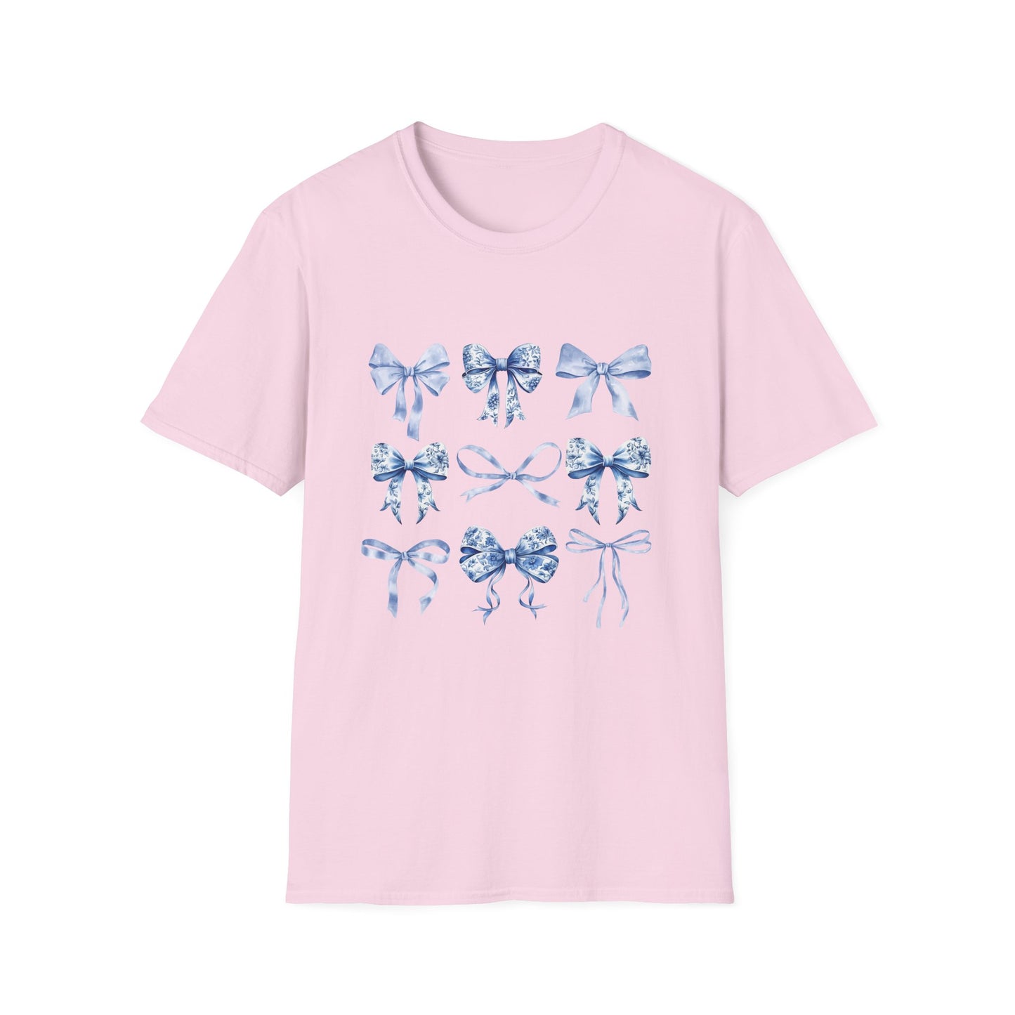 Blue Bow Shirt, Cottagecore Aesthetic Tee, Women's Graphic T-Shirt