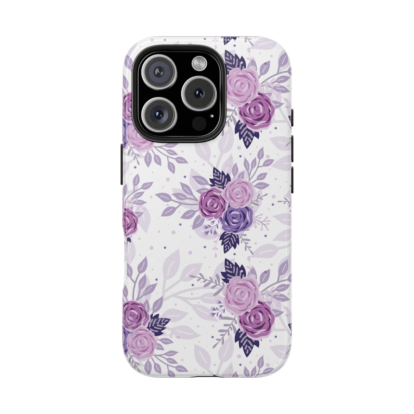 Floral Tough Phone Case - Stylish Protection with Purple Roses