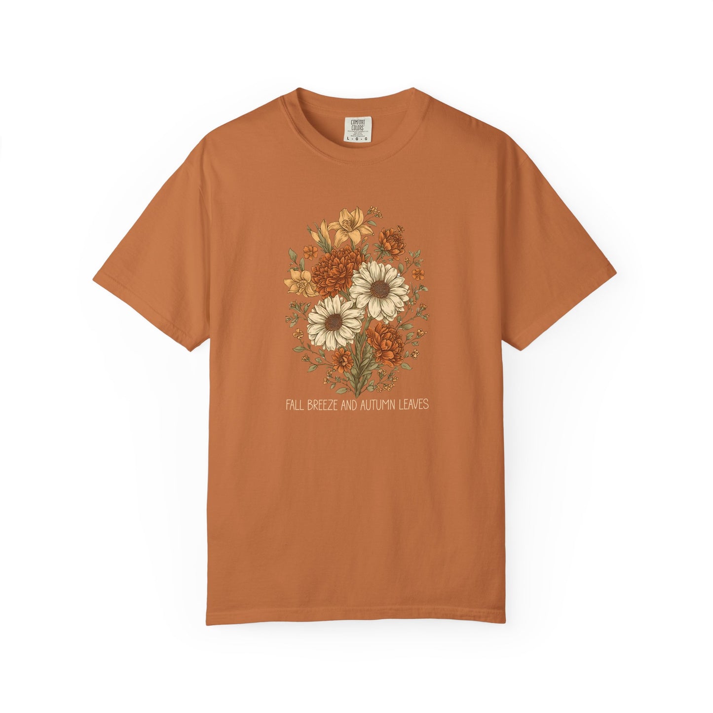 Fall Breeze and Autumn Leaves Comfort Colors T-Shirt | Autumn Floral Graphic Tee