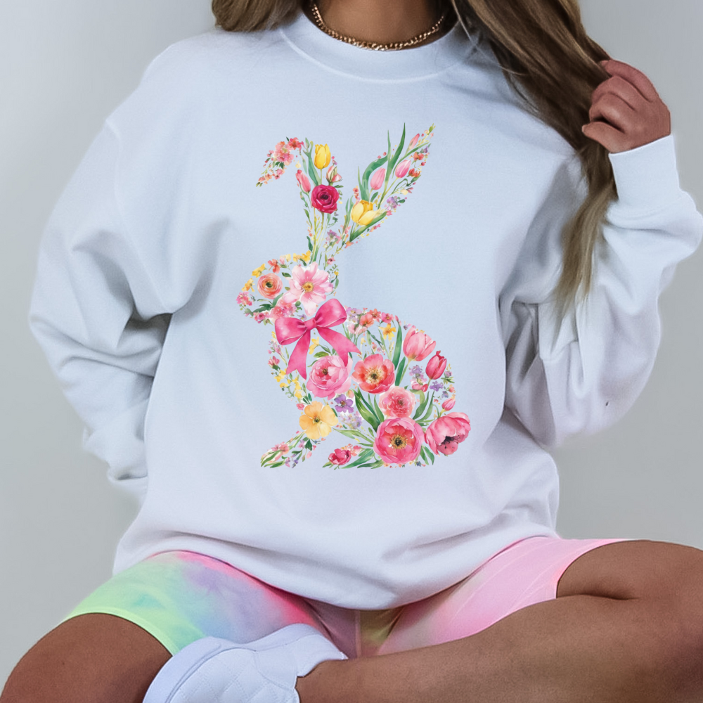 Floral Bow Bunny Sweatshirt