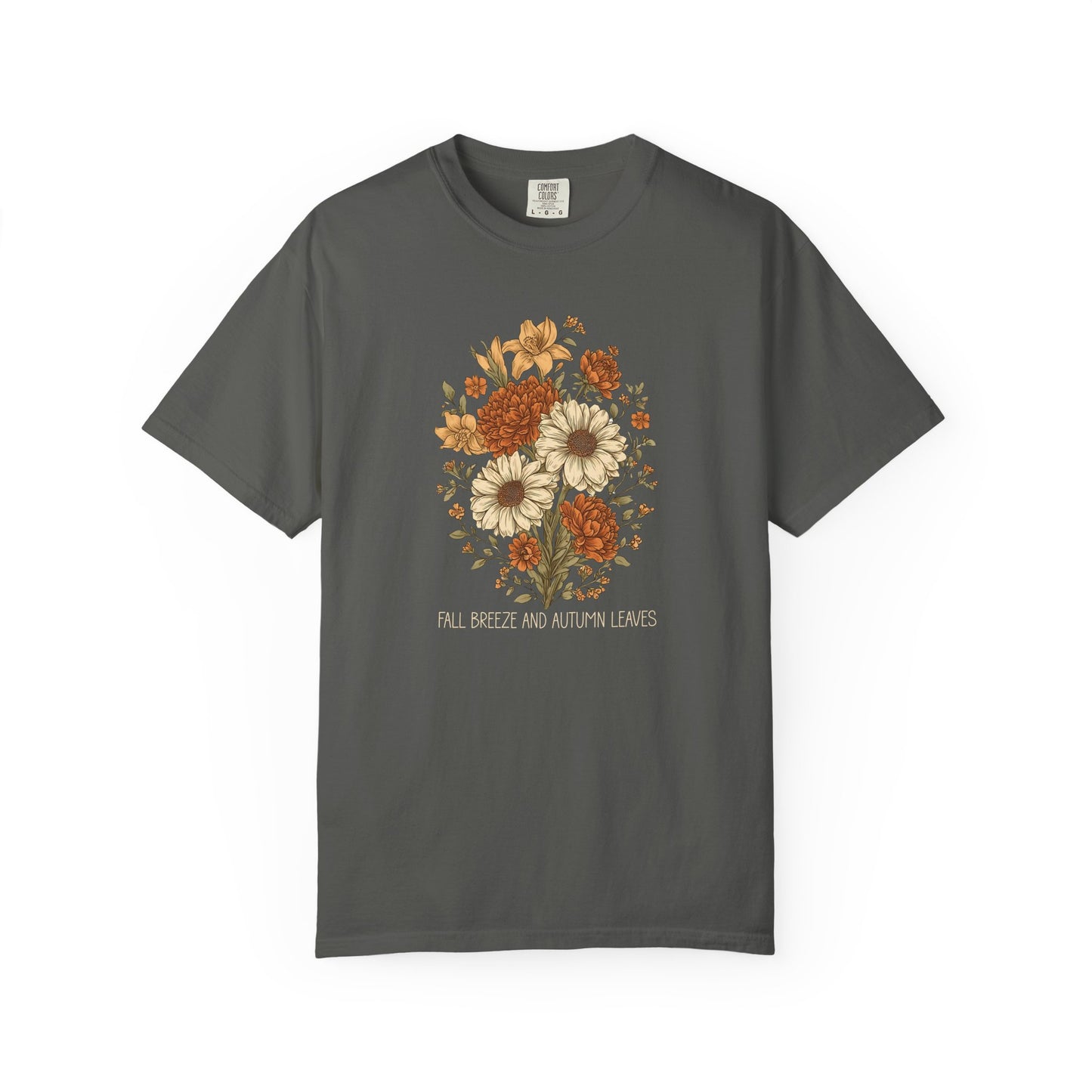 Fall Breeze and Autumn Leaves Comfort Colors T-Shirt | Autumn Floral Graphic Tee