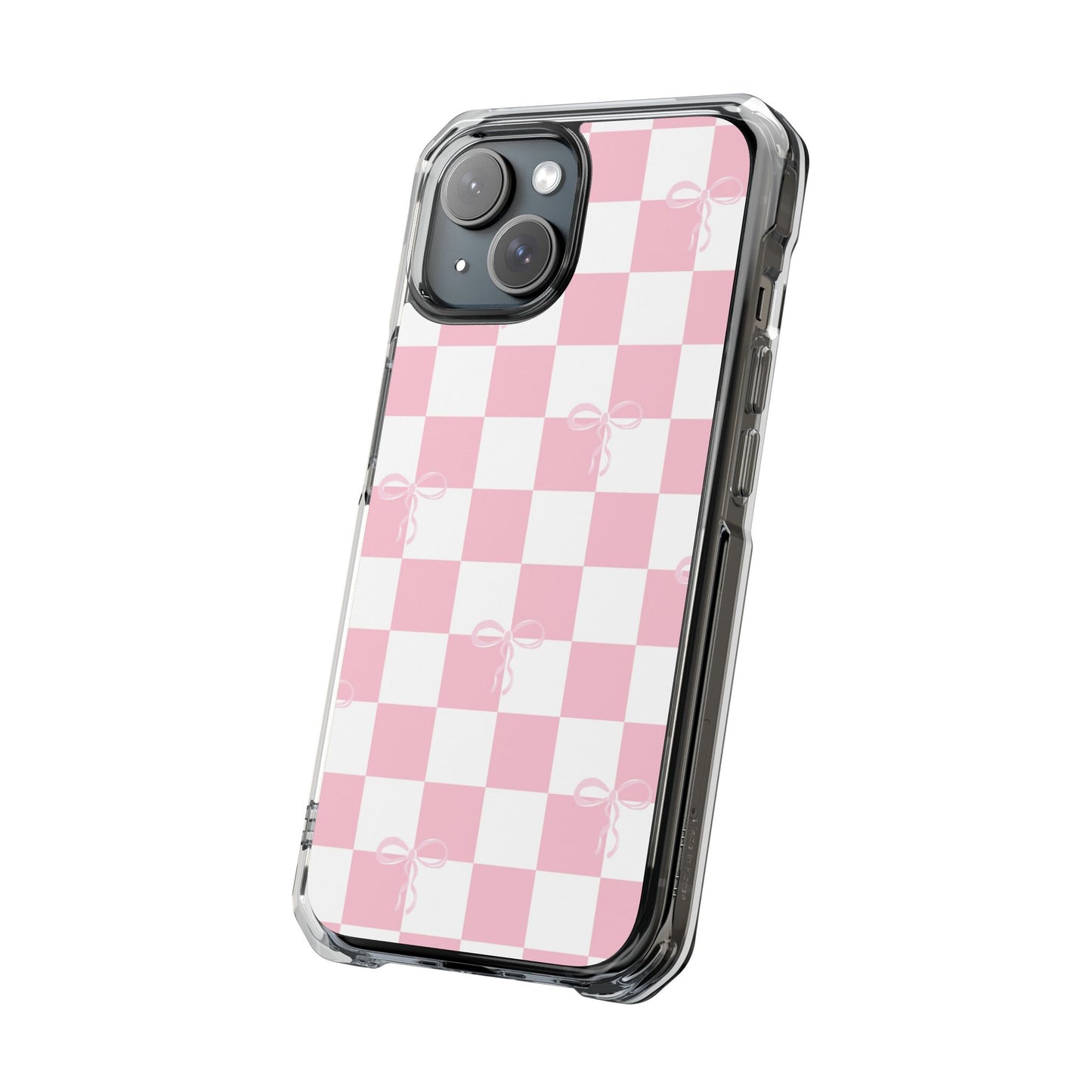 Pink Checkerboard Magnetic Clear Impact Case