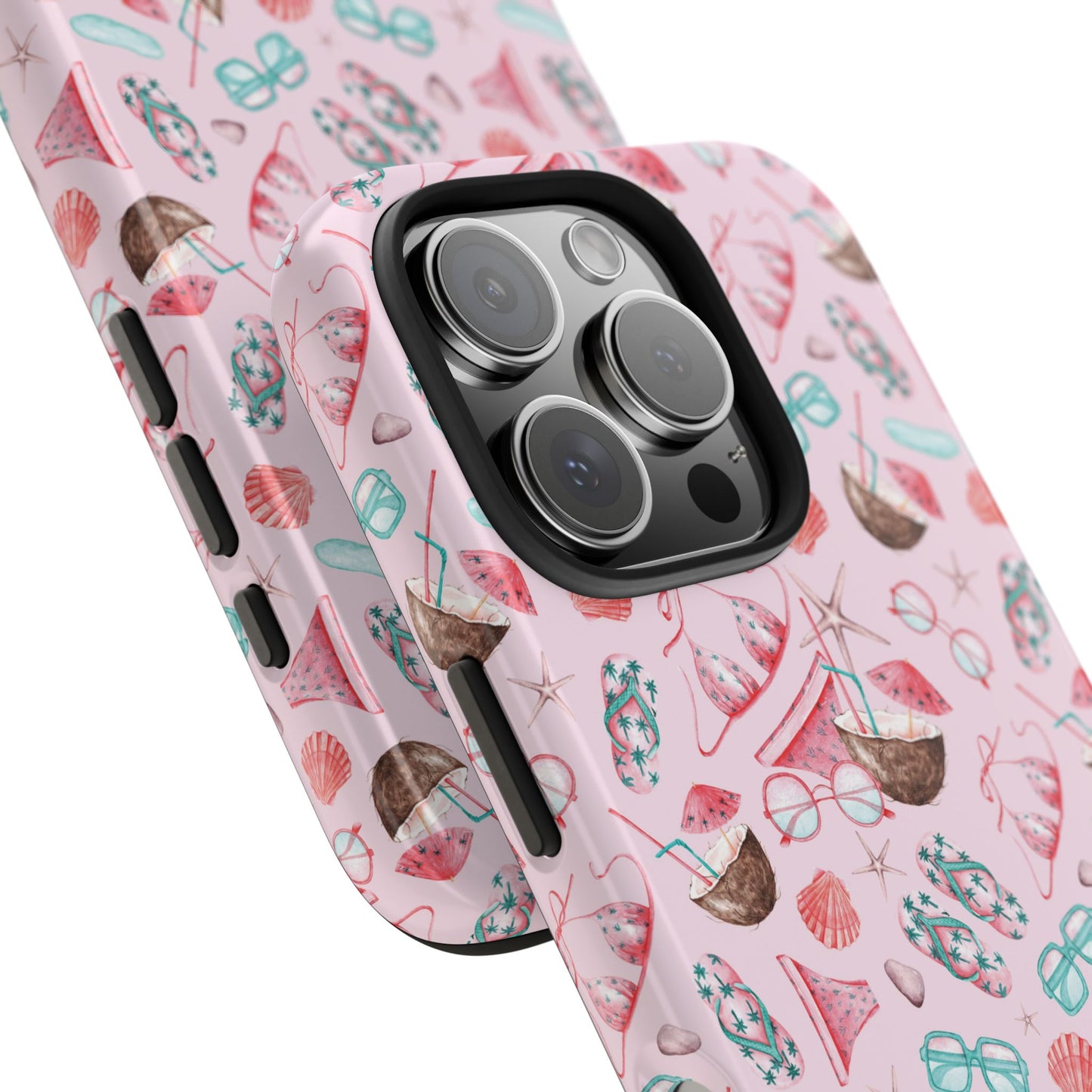 Cute Coastal Phone Case - Beach-themed Tough Cases with Shells & Sunglasses