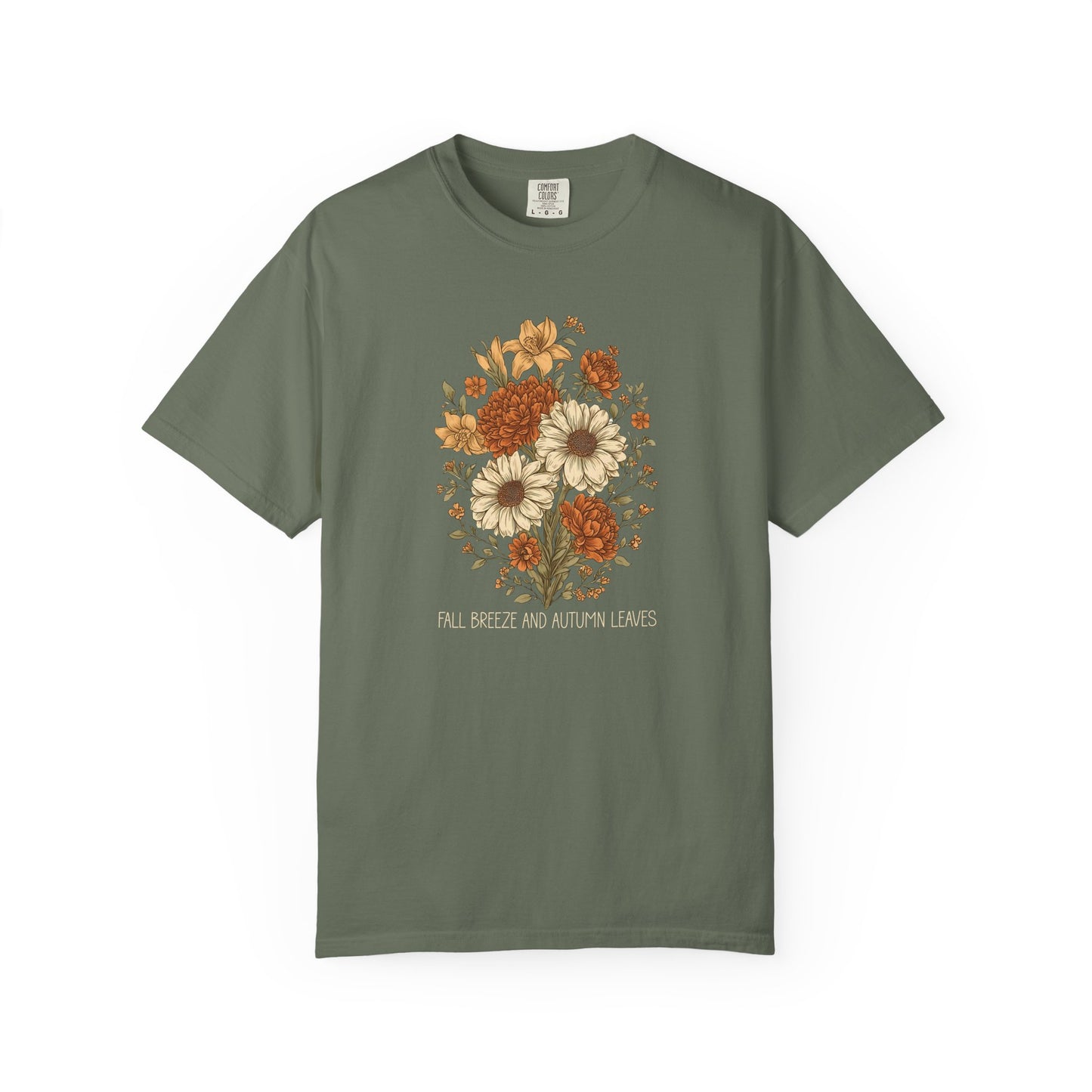 Fall Breeze and Autumn Leaves Comfort Colors T-Shirt | Autumn Floral Graphic Tee