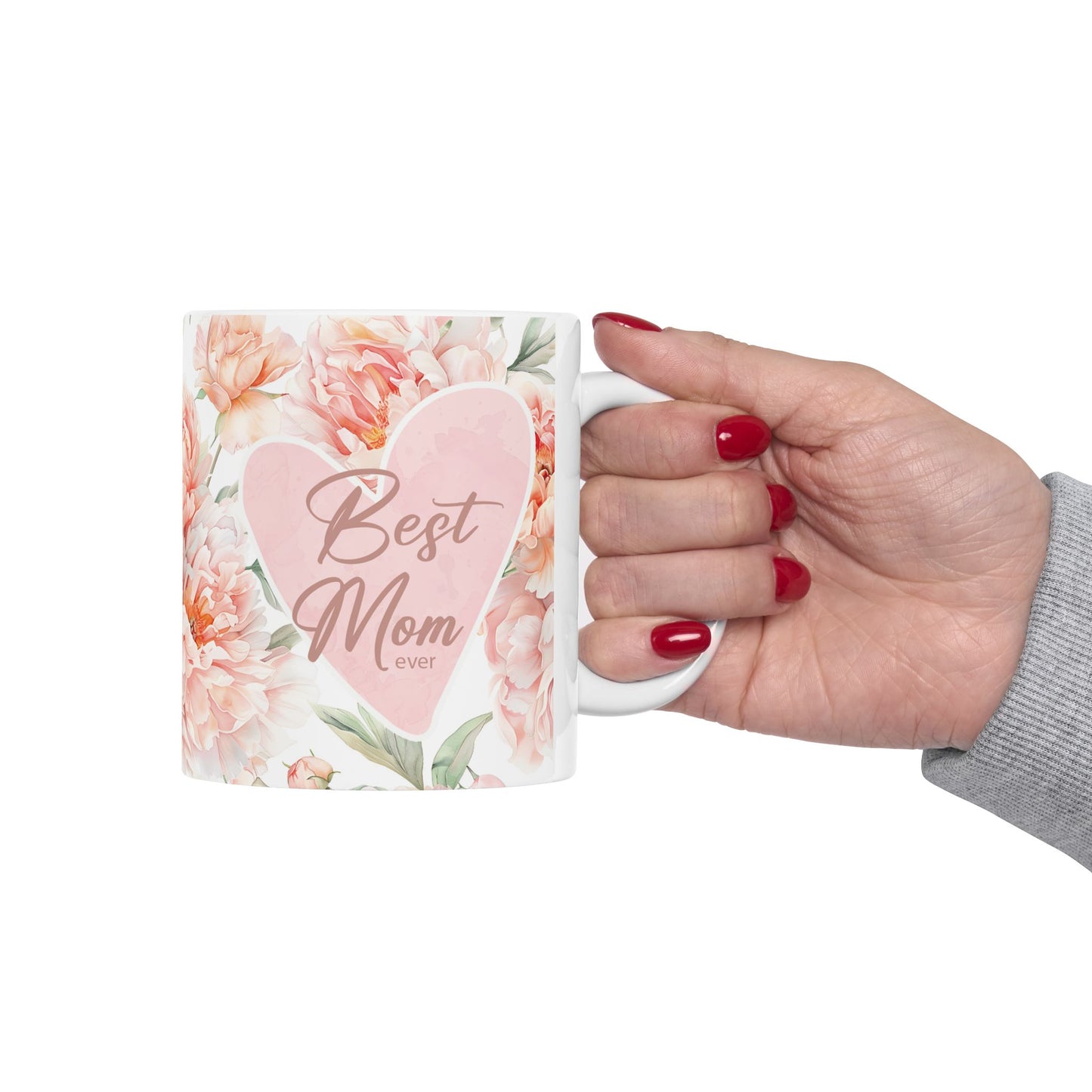 Floral Heart Ceramic Mug - Perfect Gift for Mother's Day & Spring Celebrations