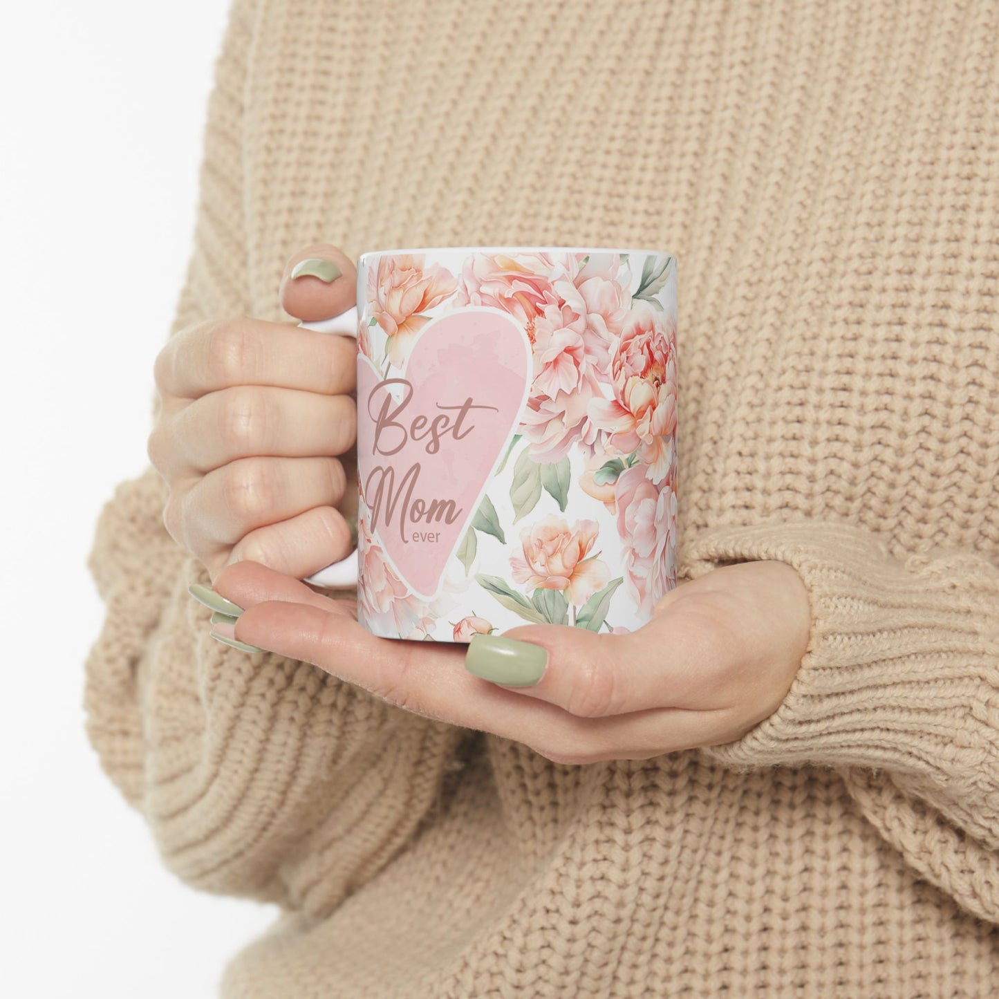 Floral Heart Ceramic Mug - Perfect Gift for Mother's Day & Spring Celebrations
