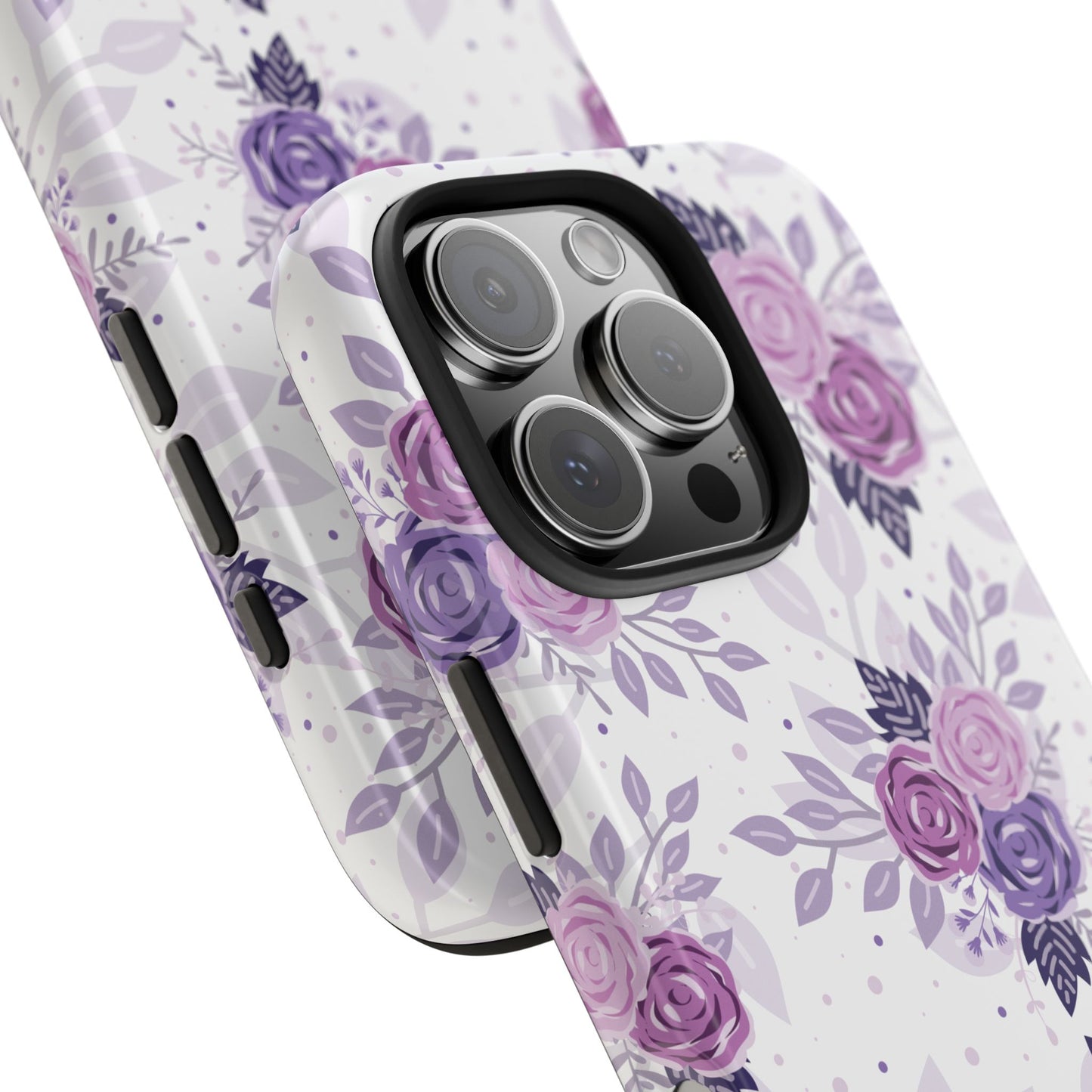 Floral Tough Phone Case - Stylish Protection with Purple Roses