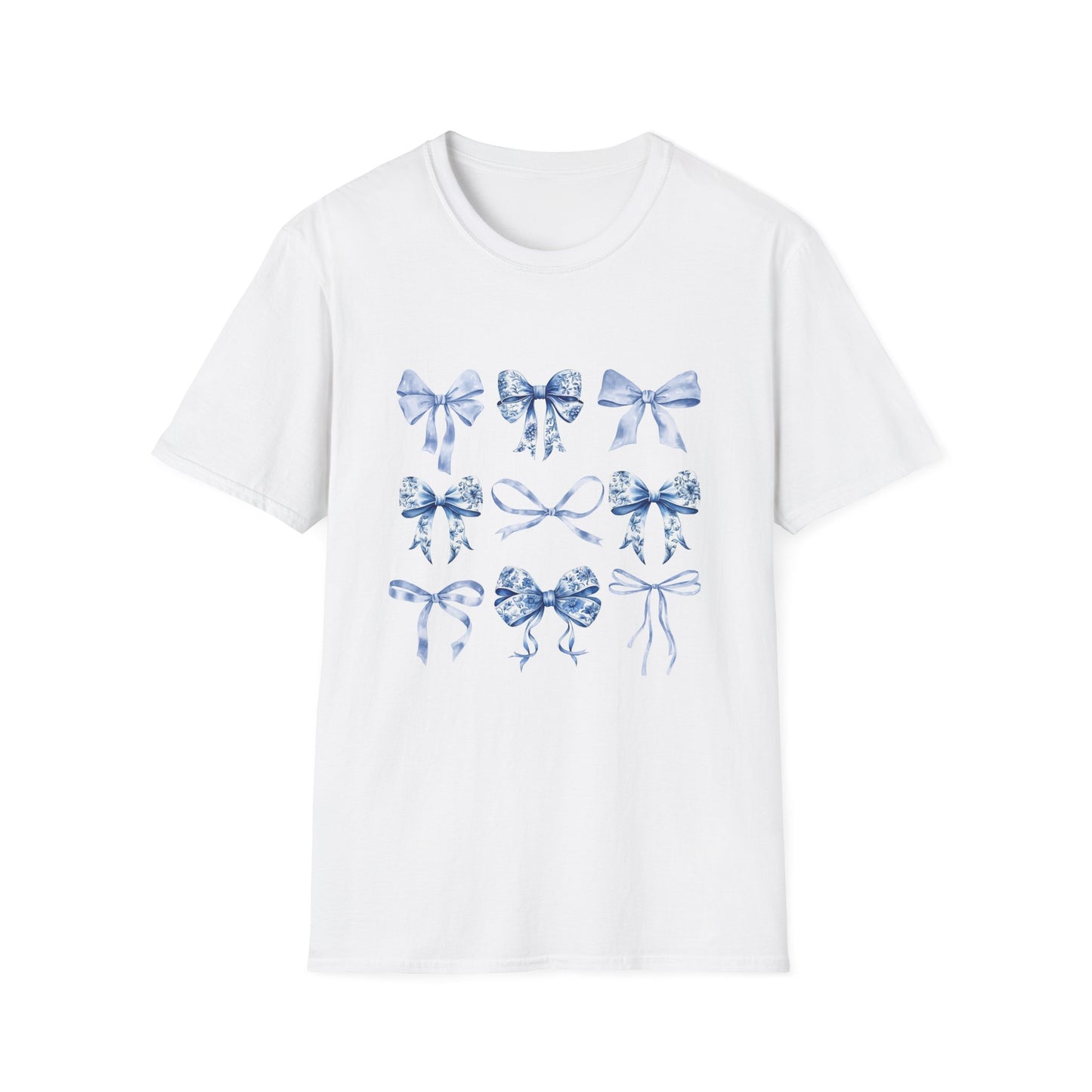 Blue Bow Shirt, Cottagecore Aesthetic Tee, Women's Graphic T-Shirt