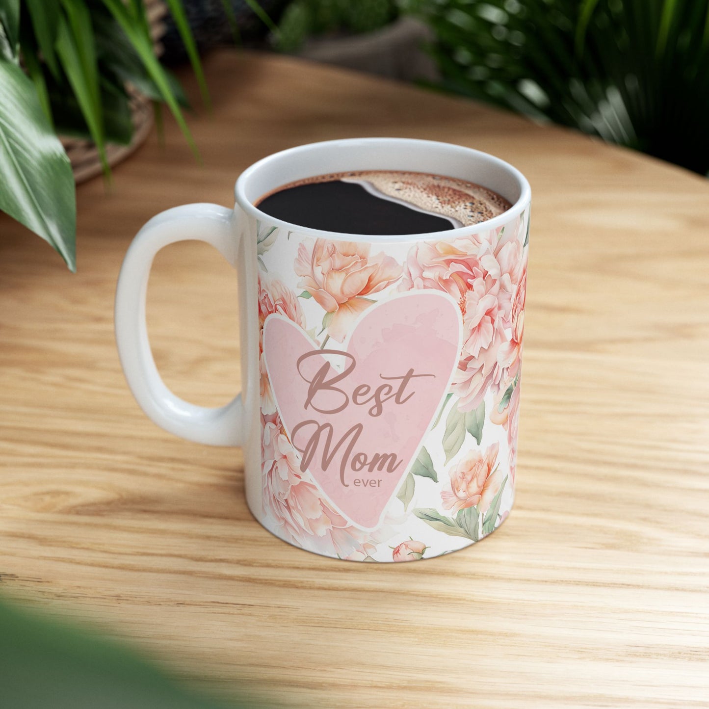 Floral Heart Ceramic Mug - Perfect Gift for Mother's Day & Spring Celebrations