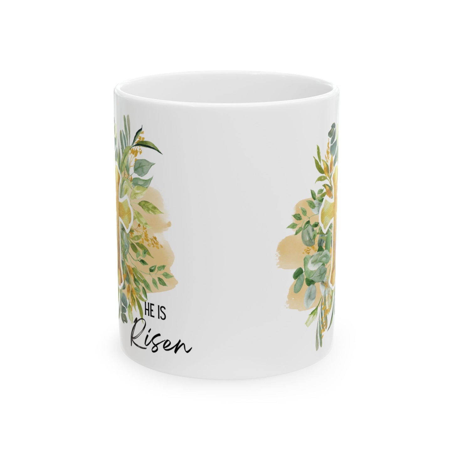 He Is Risen Floral Ceramic Mug - Inspirational Coffee Cup for Easter Celebrations