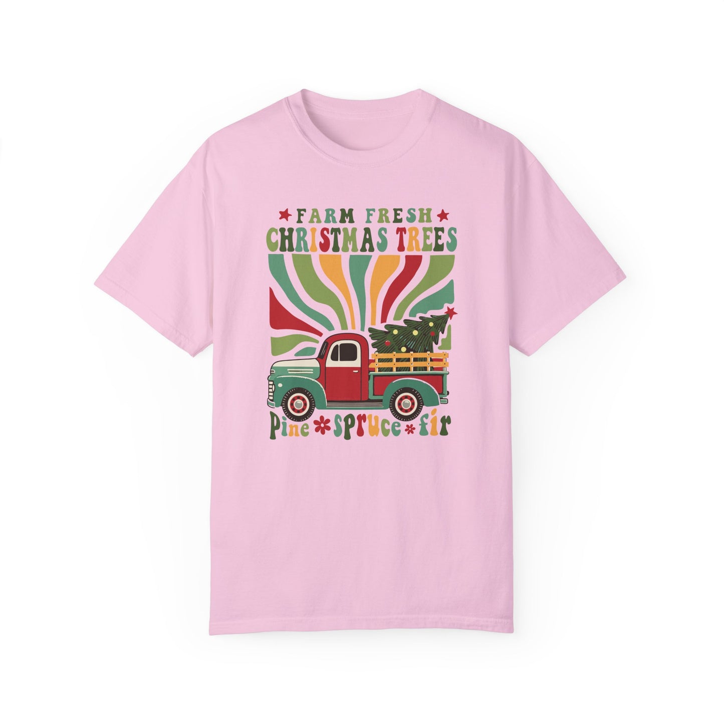Women's Christmas T-Shirt - "Farm Fresh Christmas Trees" - Rustic Holiday Style