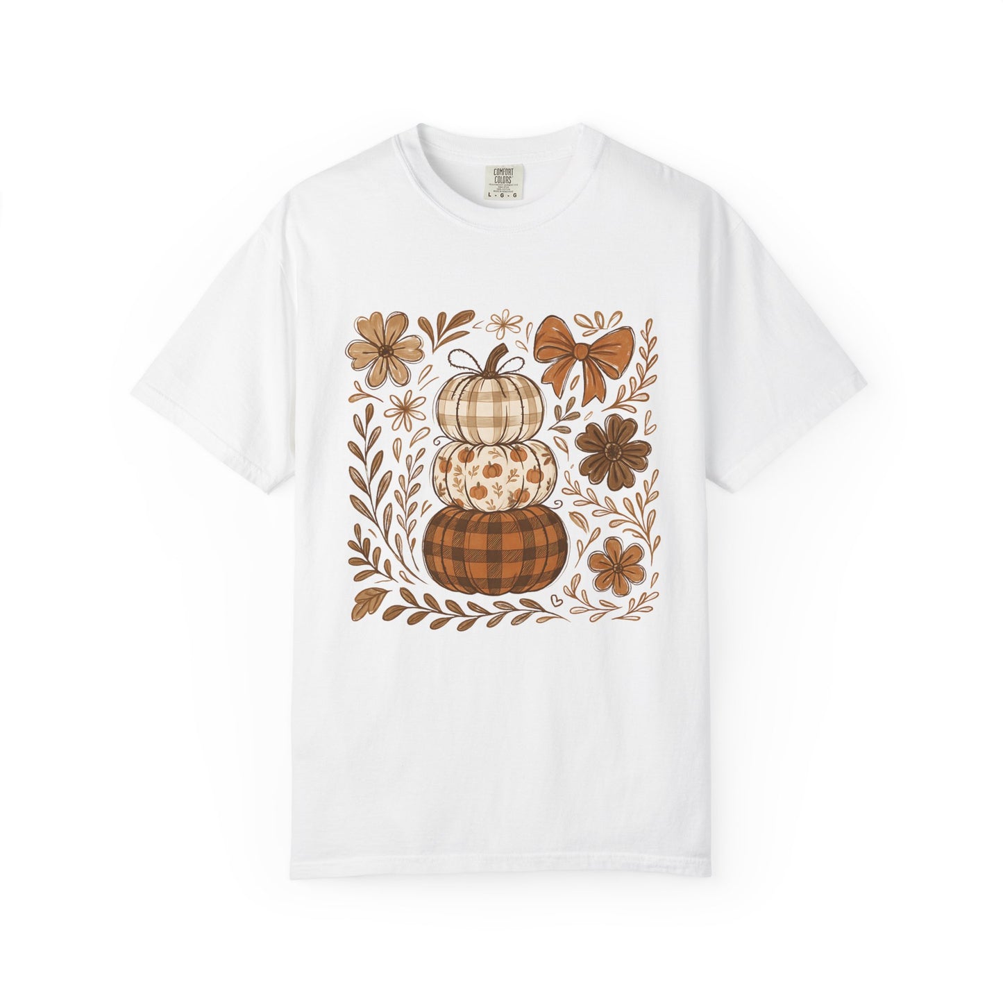 Stacked Pumpkin Comfort Colors T-Shirt | Fall Plaid Autumn Graphic Tee