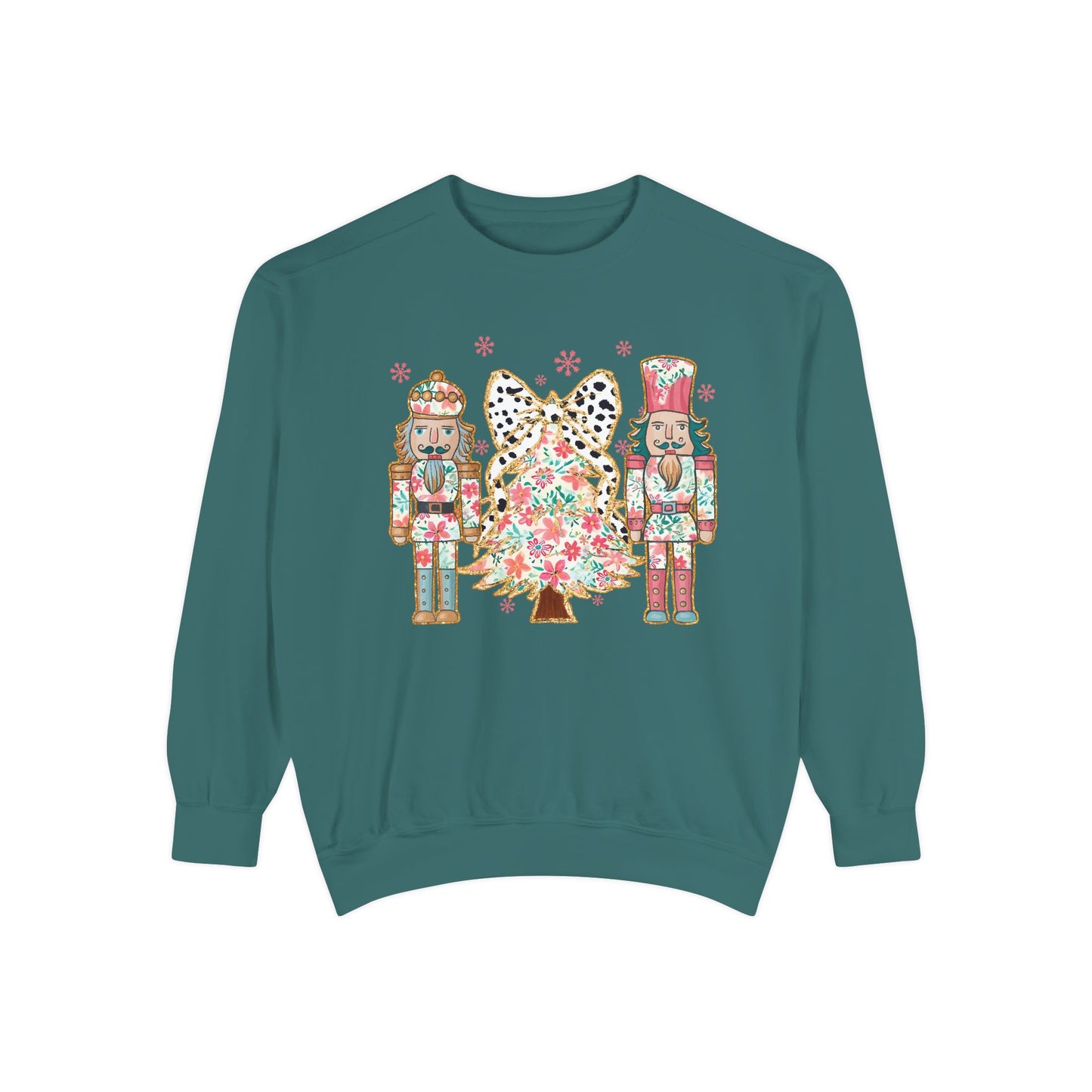 Nutcracker Floral Christmas Tree Comfort Colors Sweatshirt, Christmas Sweater, Womenswear