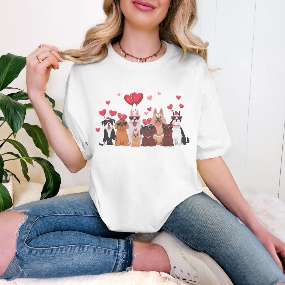 Valentine's Day Dogs Gildan T-Shirt, Cute Dog Lover Tee