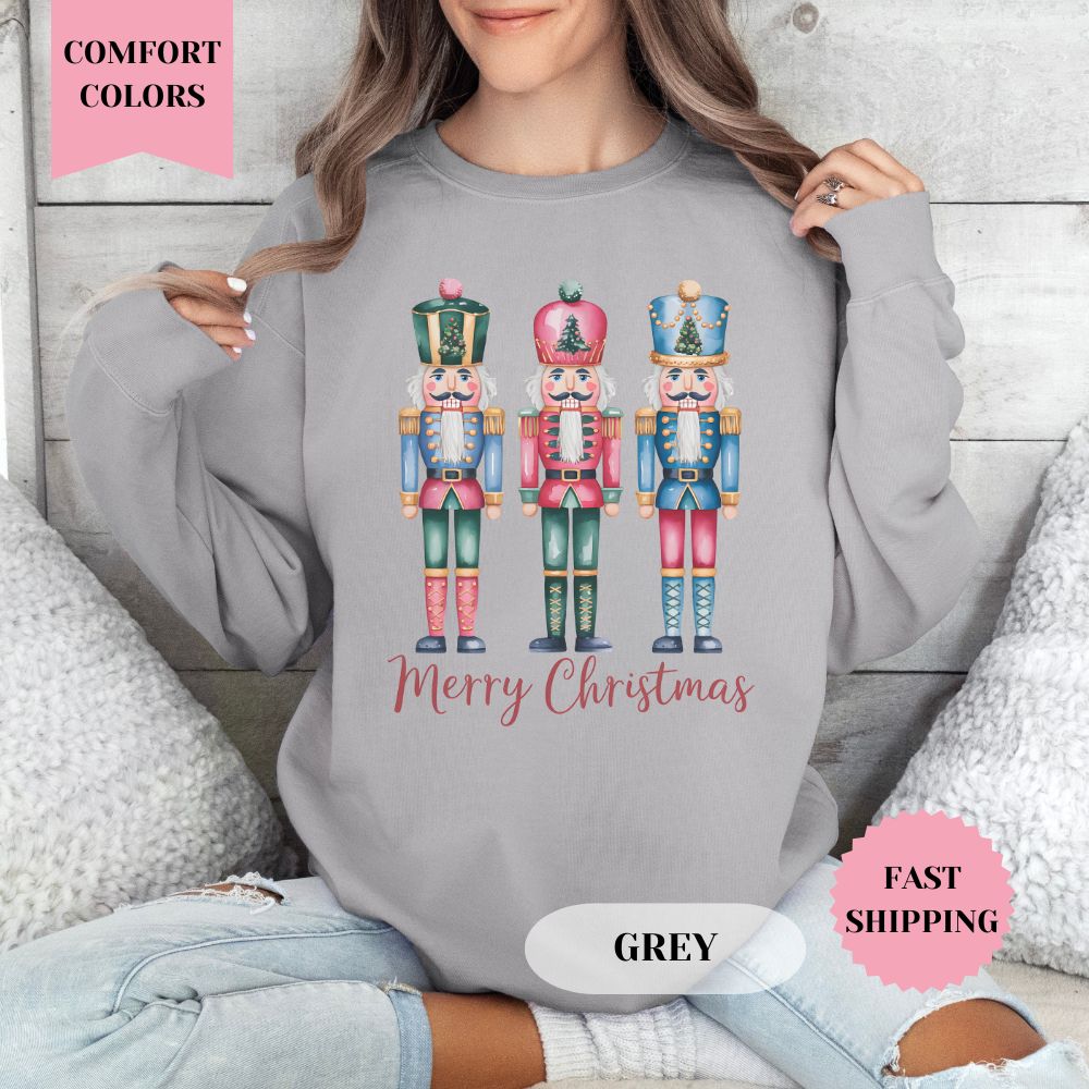 Nutcracker Merry Christmas Comfort Colors Sweatshirt, Christmas Sweater, Womenswear