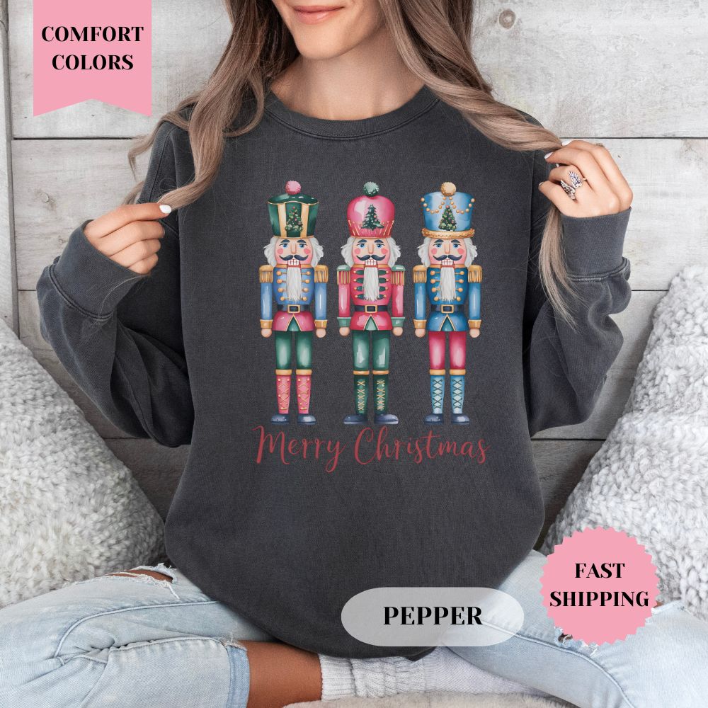 Nutcracker Merry Christmas Comfort Colors Sweatshirt, Christmas Sweater, Womenswear