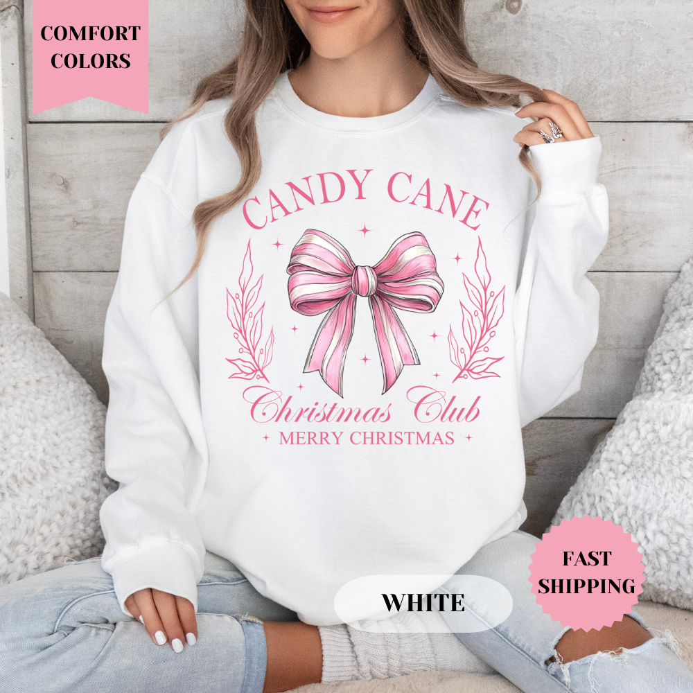 Candy Cane Christmas Club Comfort Colors Sweatshirt, Christmas Sweater, Womenswear