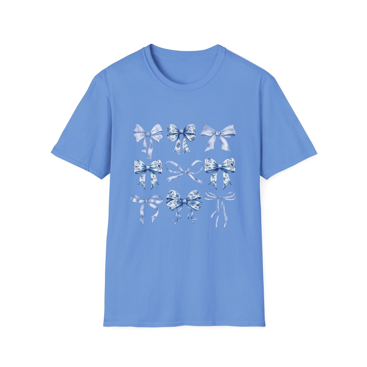 Blue Bow Shirt, Cottagecore Aesthetic Tee, Women's Graphic T-Shirt