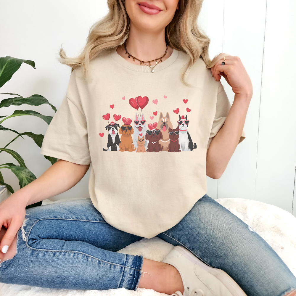 Valentine's Day Dogs Gildan T-Shirt, Cute Dog Lover Tee