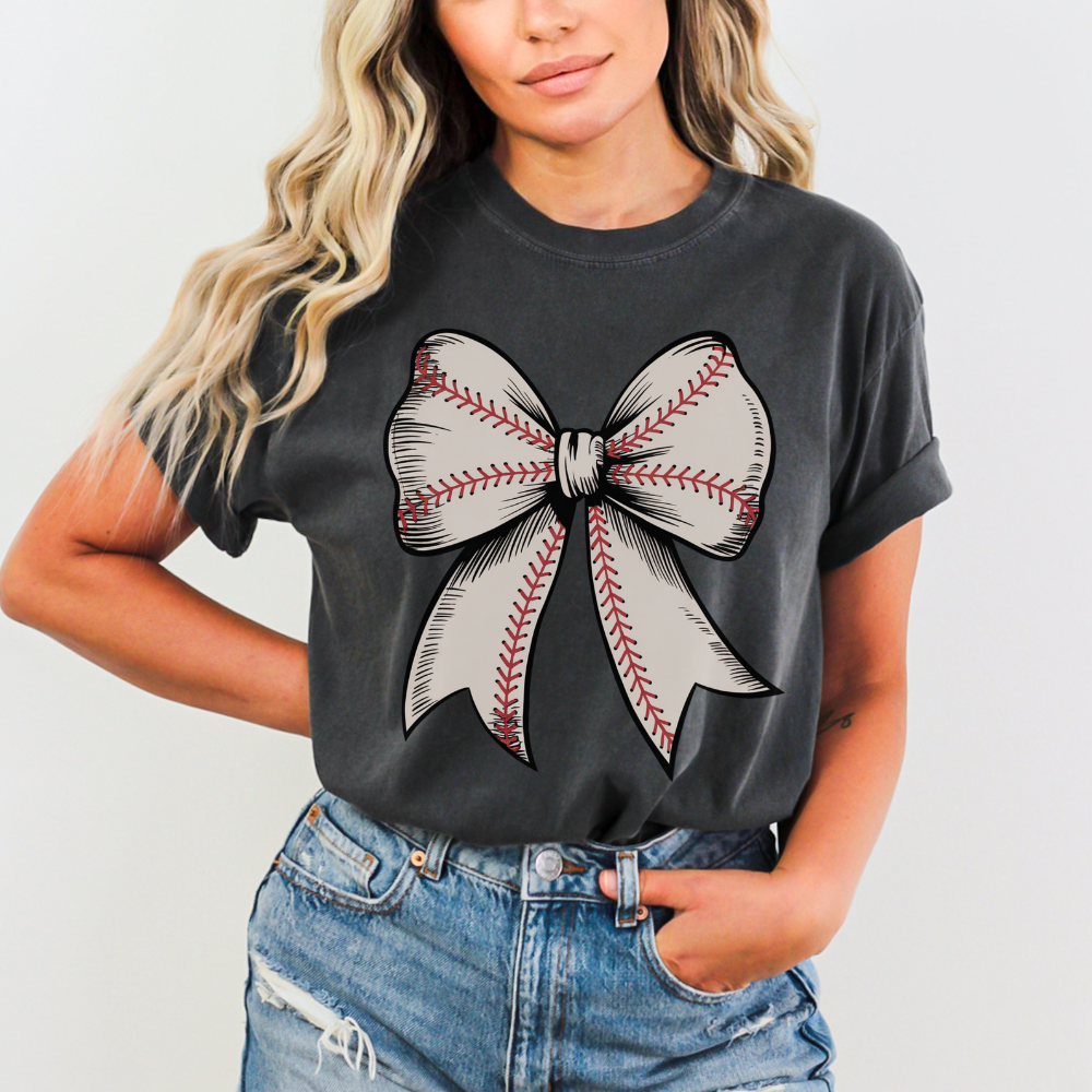 Baseball Bow Comfort Colors Shirt