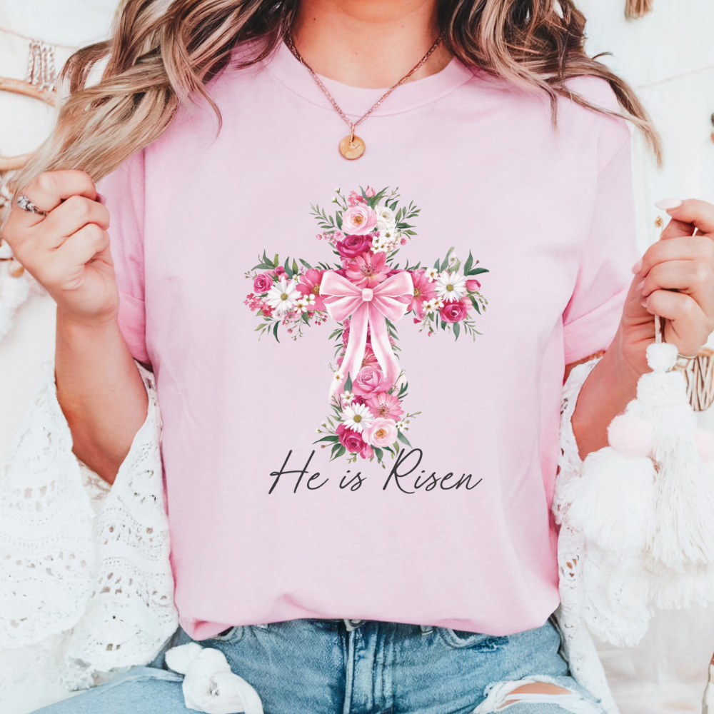 He is Risen Floral Comfort Colors T-Shirt