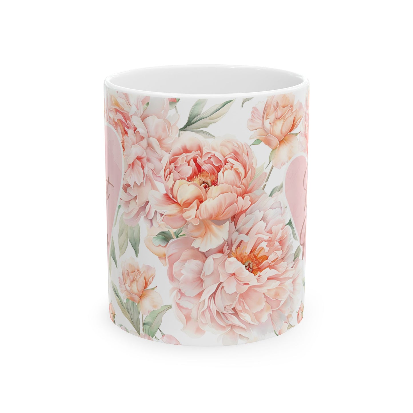 Floral Heart Ceramic Mug - Perfect Gift for Mother's Day & Spring Celebrations