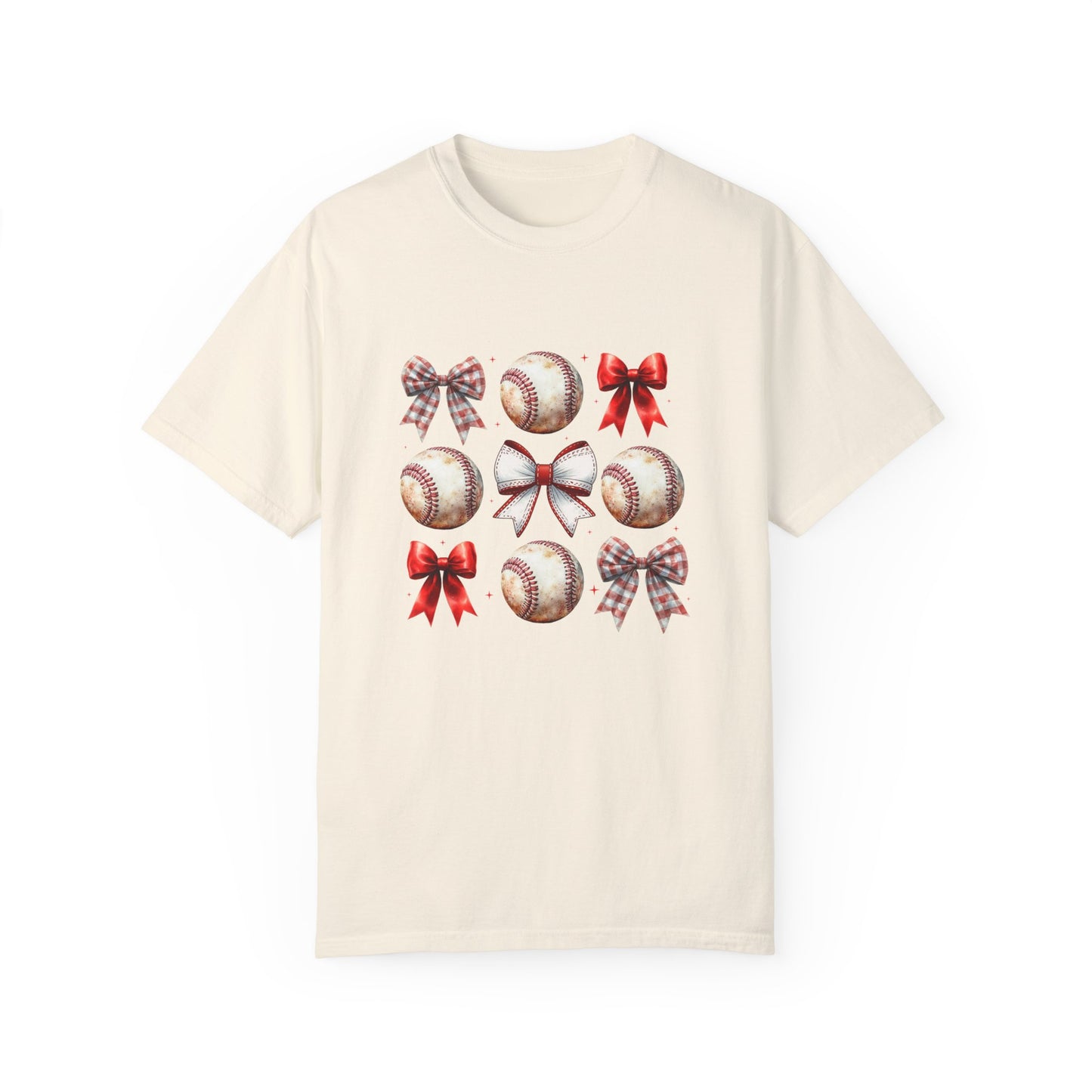 Baseball Ribbon Bows Comfort Colors T-Shirt