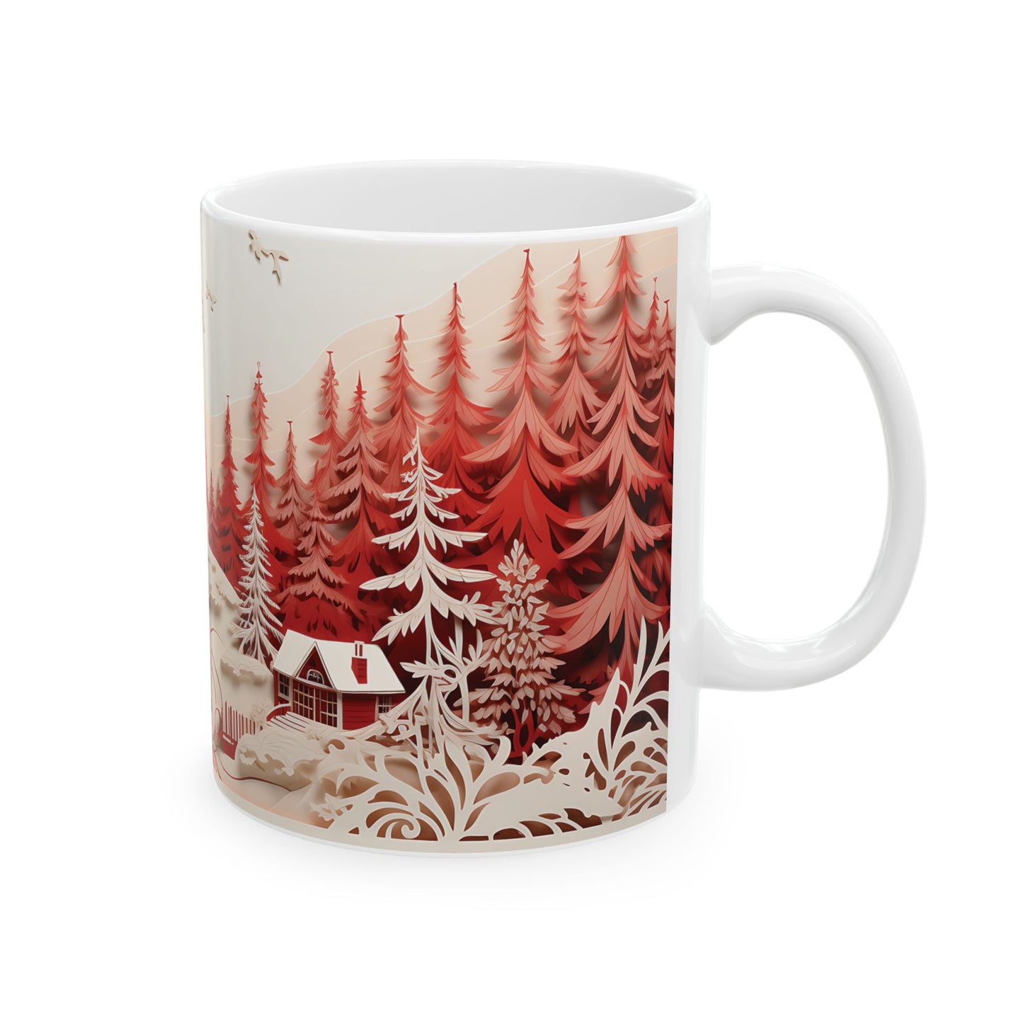 Scenic Christmas Mug Cozy Cottages in a Snowy Landscape