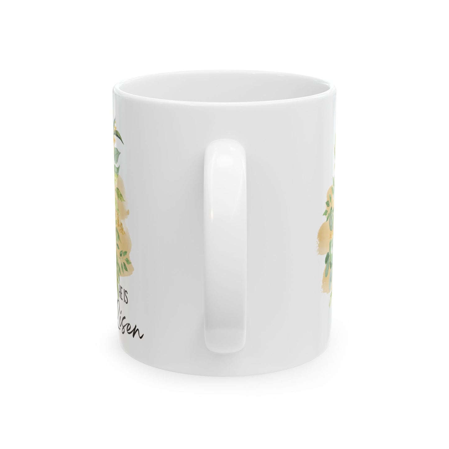 He Is Risen Floral Ceramic Mug - Inspirational Coffee Cup for Easter Celebrations