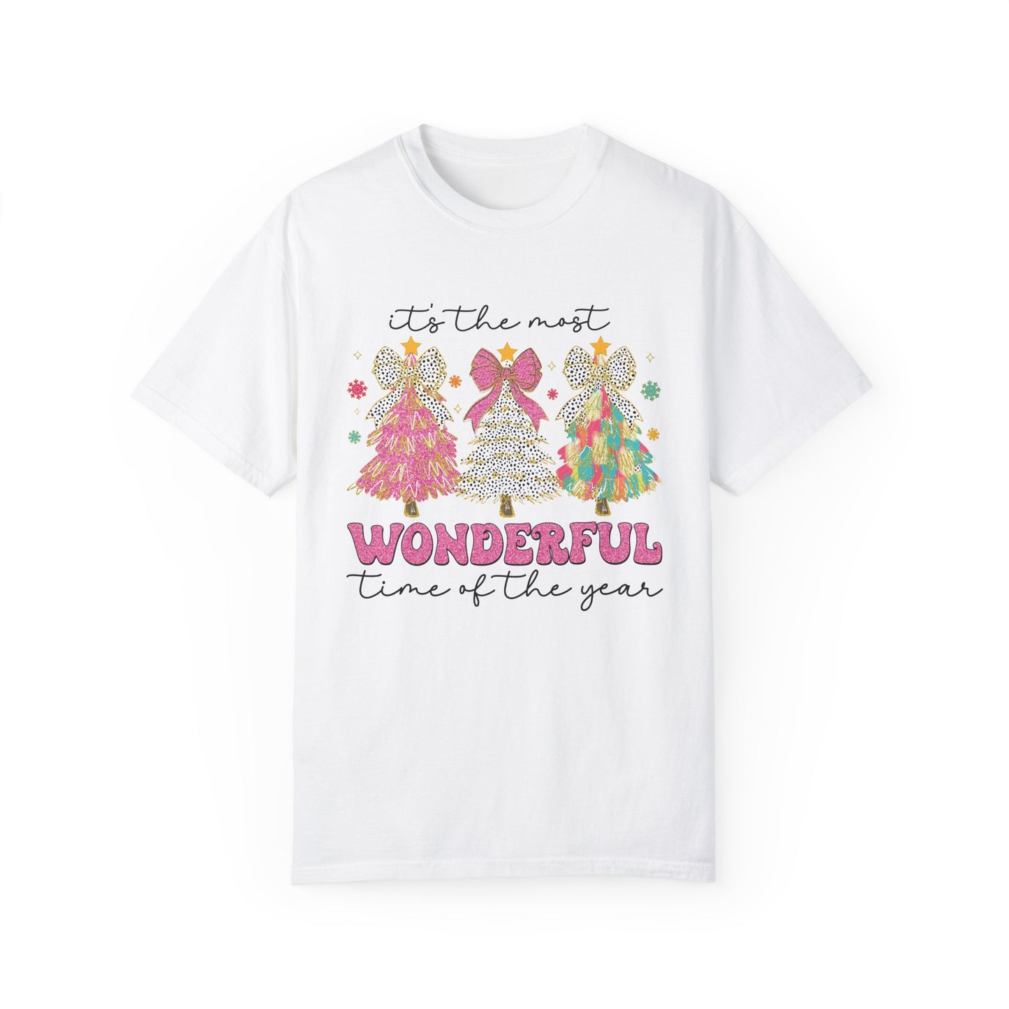 Most Wonderful Time of the Year Shirt Comfort Colors, Brushstroke Christmas Trees Tee, Women's Holiday Graphic