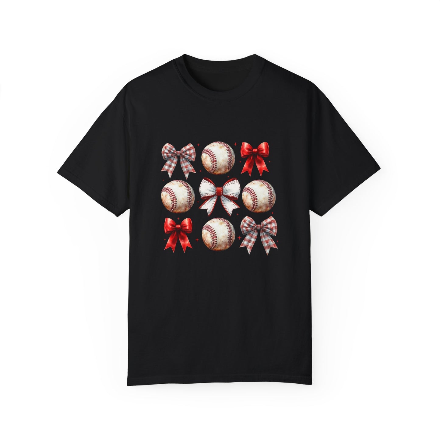 Baseball Ribbon Bows Comfort Colors T-Shirt