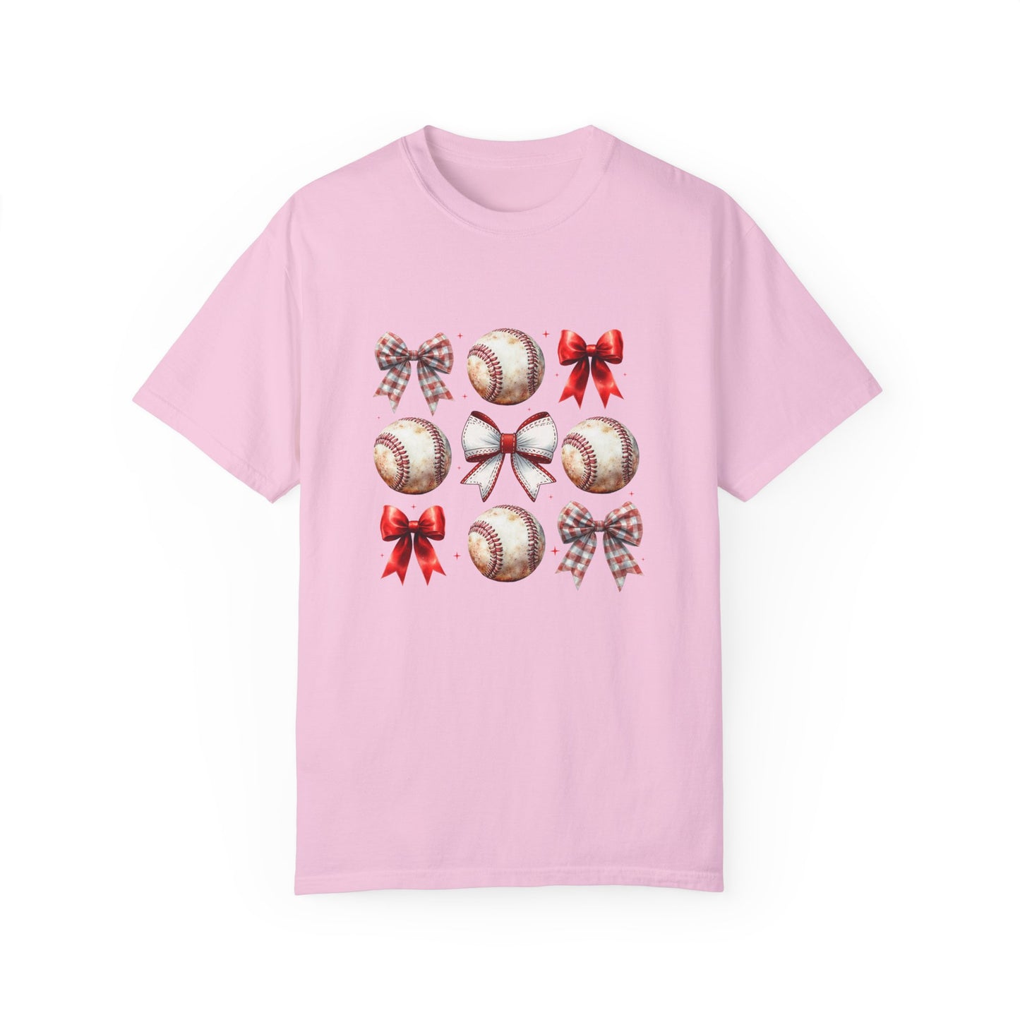 Baseball Ribbon Bows Comfort Colors T-Shirt