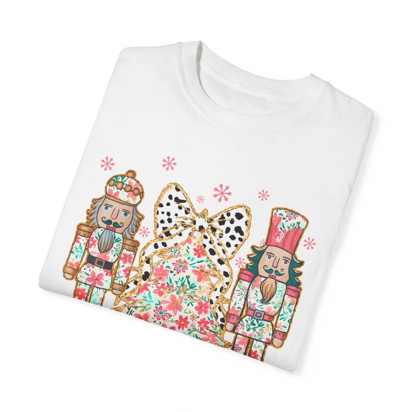Nutcracker and Christmas Tree Women's Comfort Colors T-Shirt Festive Holiday Graphic Tee