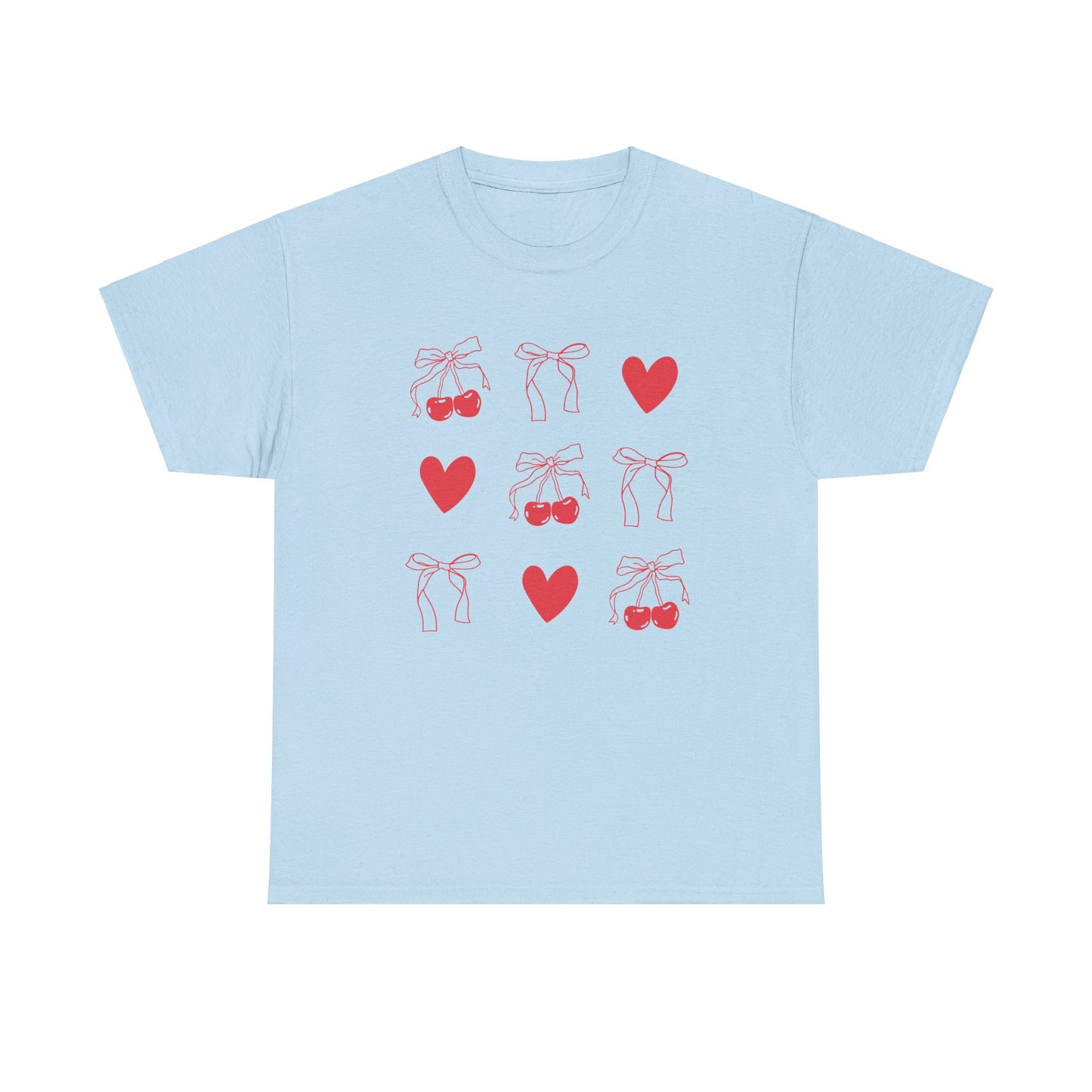Hearts and Bows T-Shirt, Cherries Graphic Gildan Tee