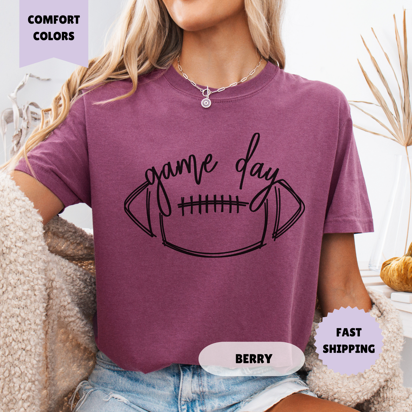 Football Game Day Comfort Colors Shirt