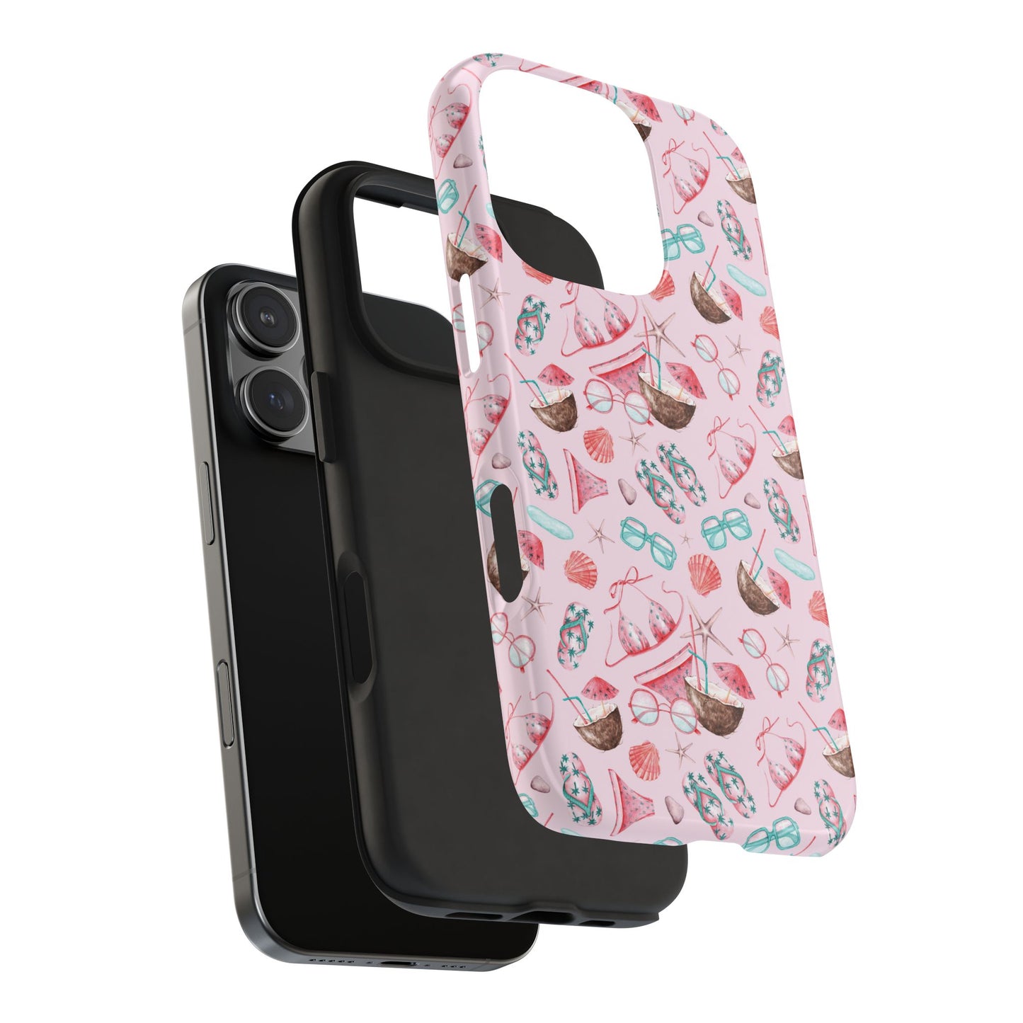 Cute Coastal Phone Case - Beach-themed Tough Cases with Shells & Sunglasses