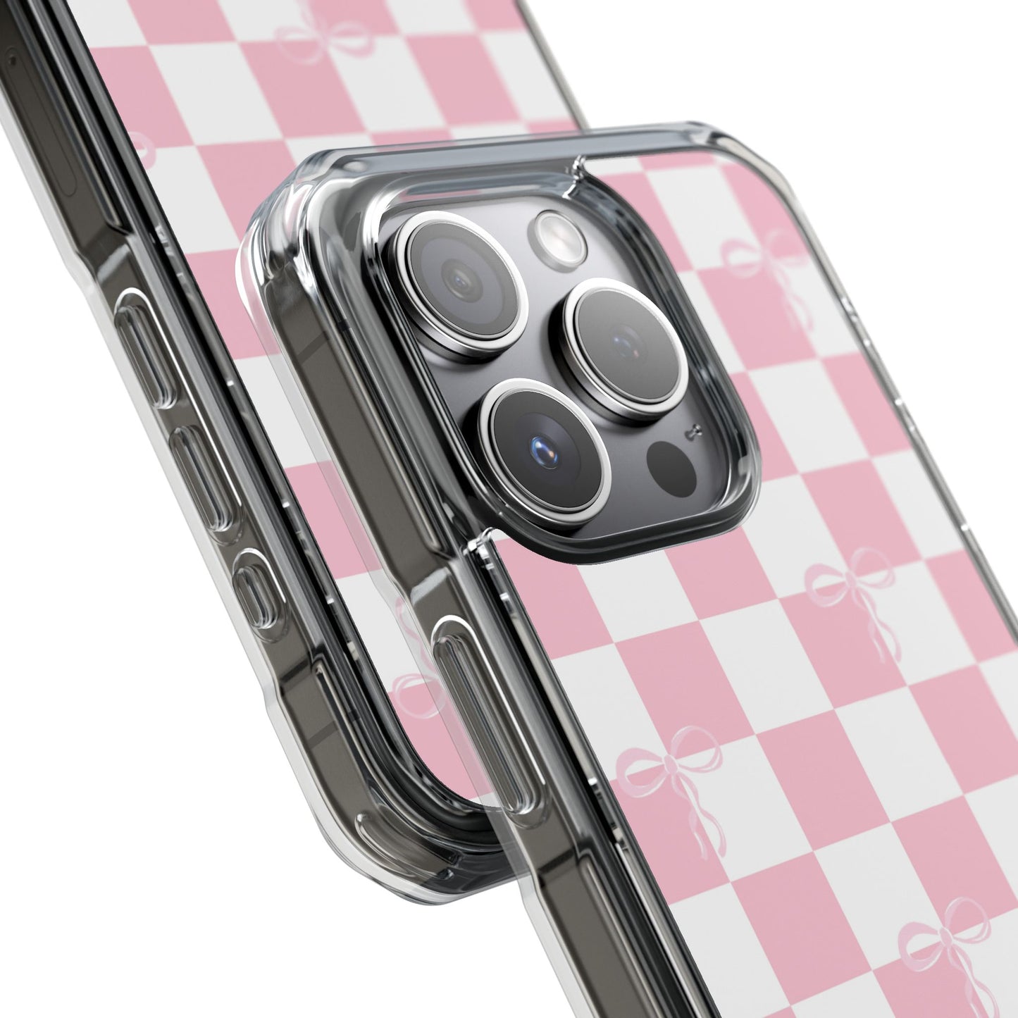 Pink Checkerboard Magnetic Clear Impact Case