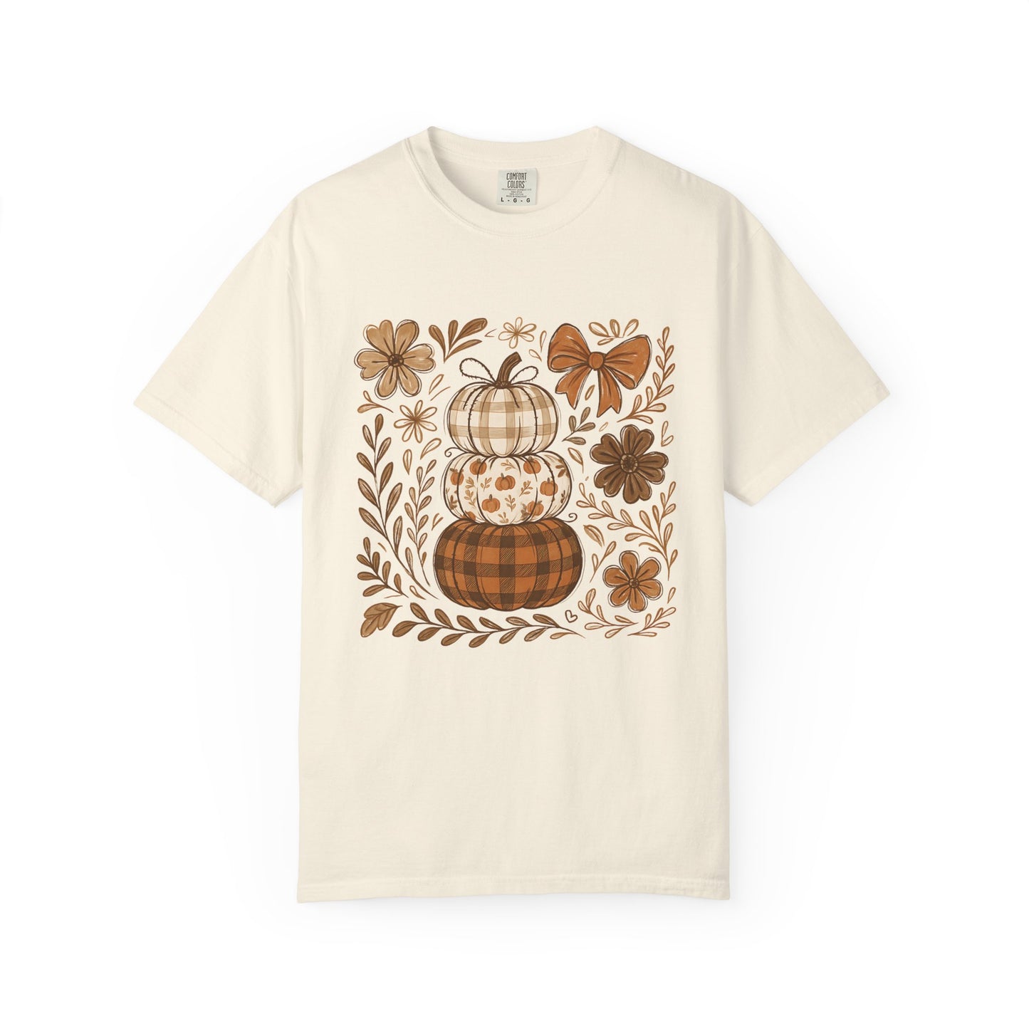 Stacked Pumpkin Comfort Colors T-Shirt | Fall Plaid Autumn Graphic Tee