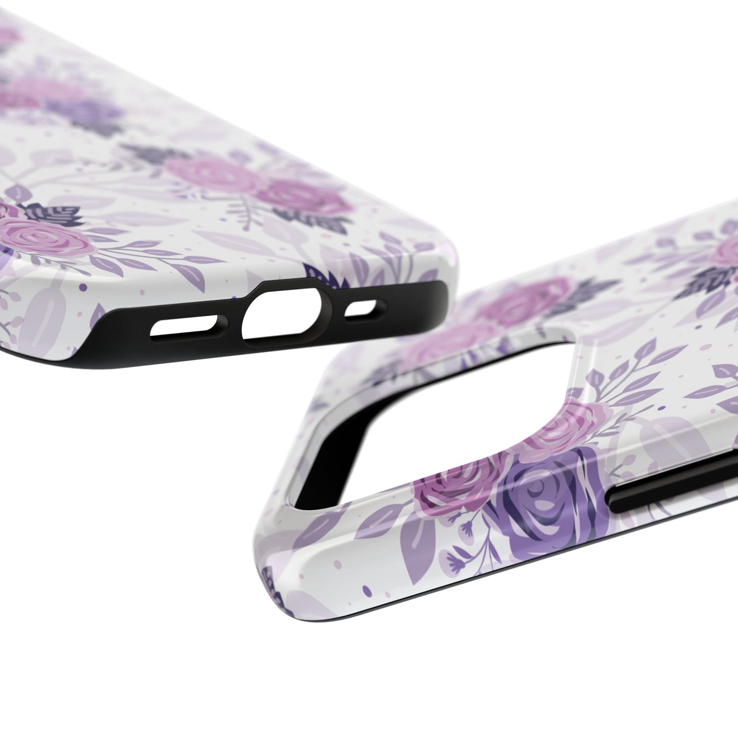Floral Tough Phone Case - Stylish Protection with Purple Roses