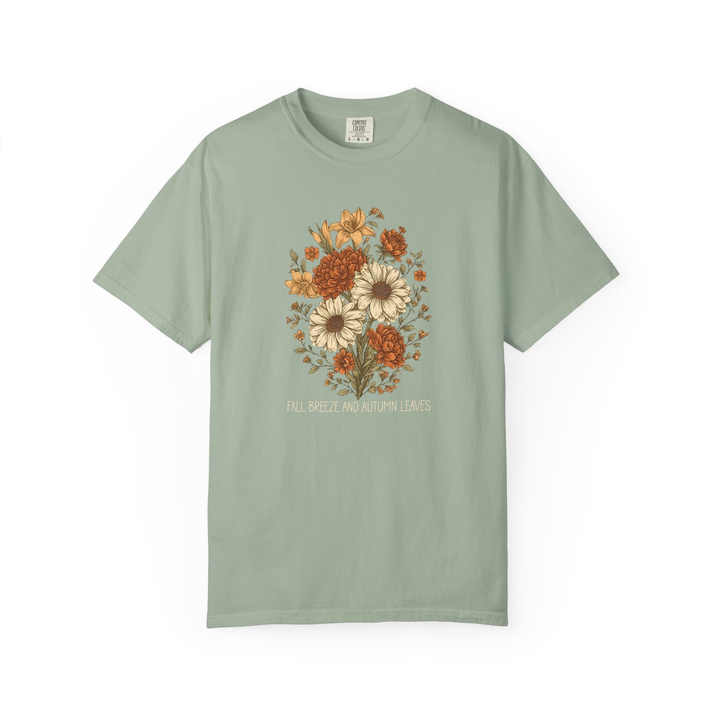 Fall Breeze and Autumn Leaves Comfort Colors T-Shirt | Autumn Floral Graphic Tee
