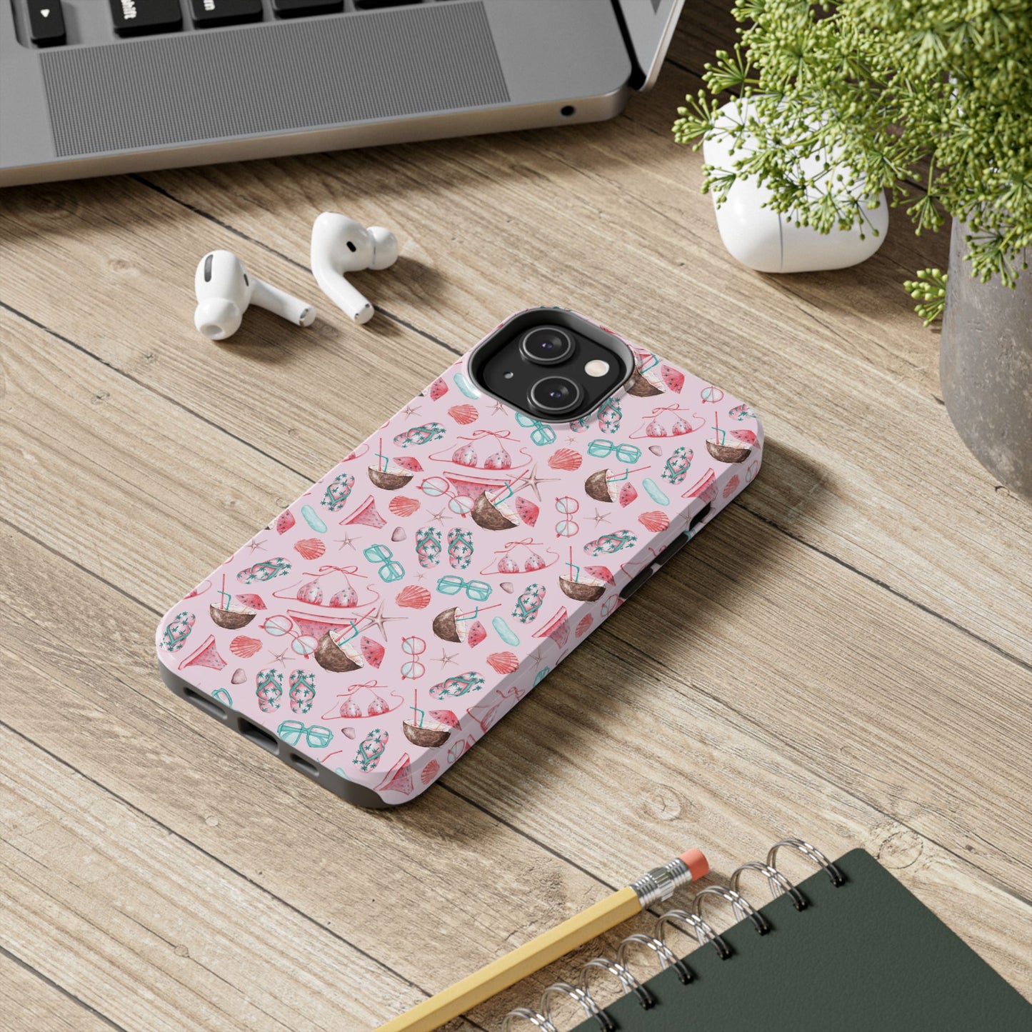 Cute Coastal Phone Case - Beach-themed Tough Cases with Shells & Sunglasses