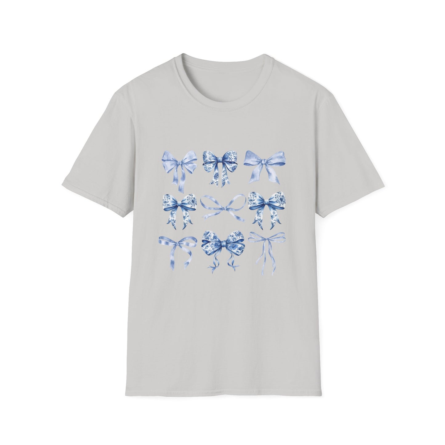 Blue Bow Shirt, Cottagecore Aesthetic Tee, Women's Graphic T-Shirt