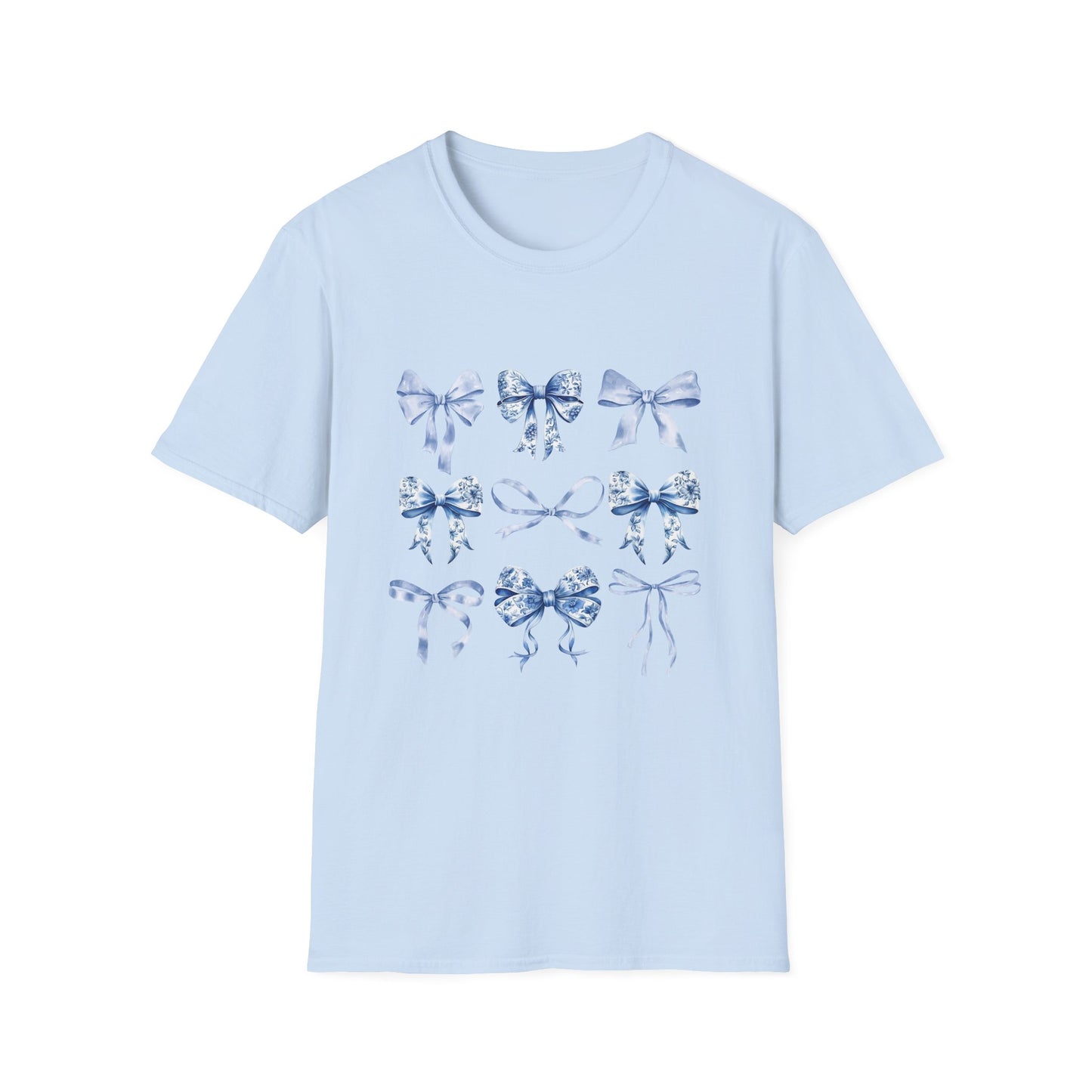 Blue Bow Shirt, Cottagecore Aesthetic Tee, Women's Graphic T-Shirt