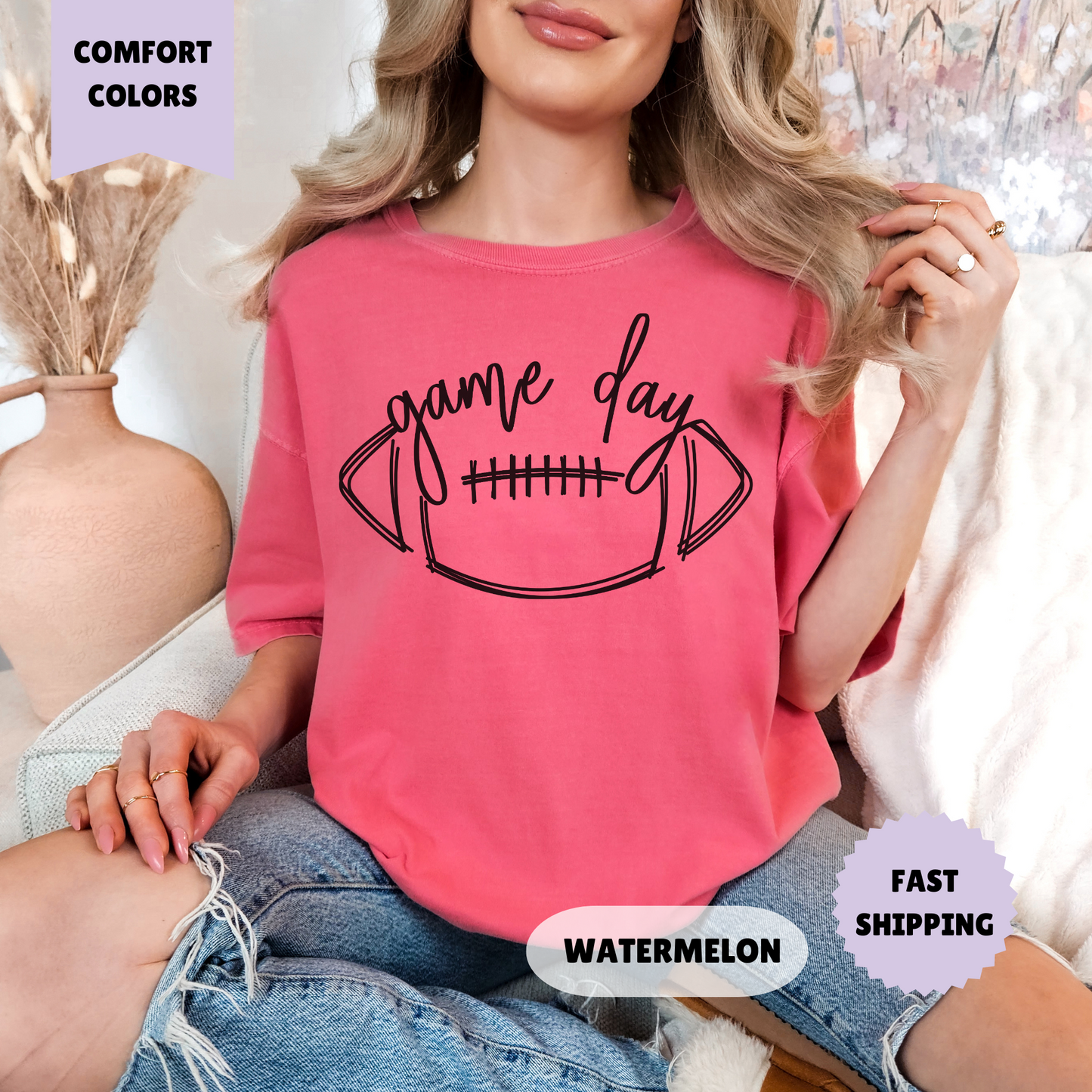 Football Game Day Comfort Colors Shirt