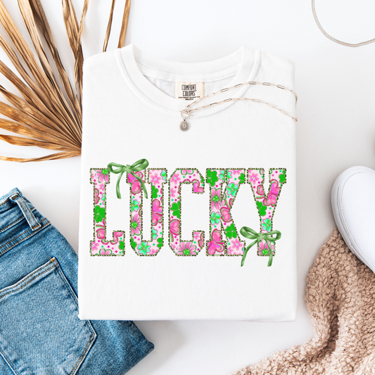 Lucky floral Comfort Colors T-Shirt