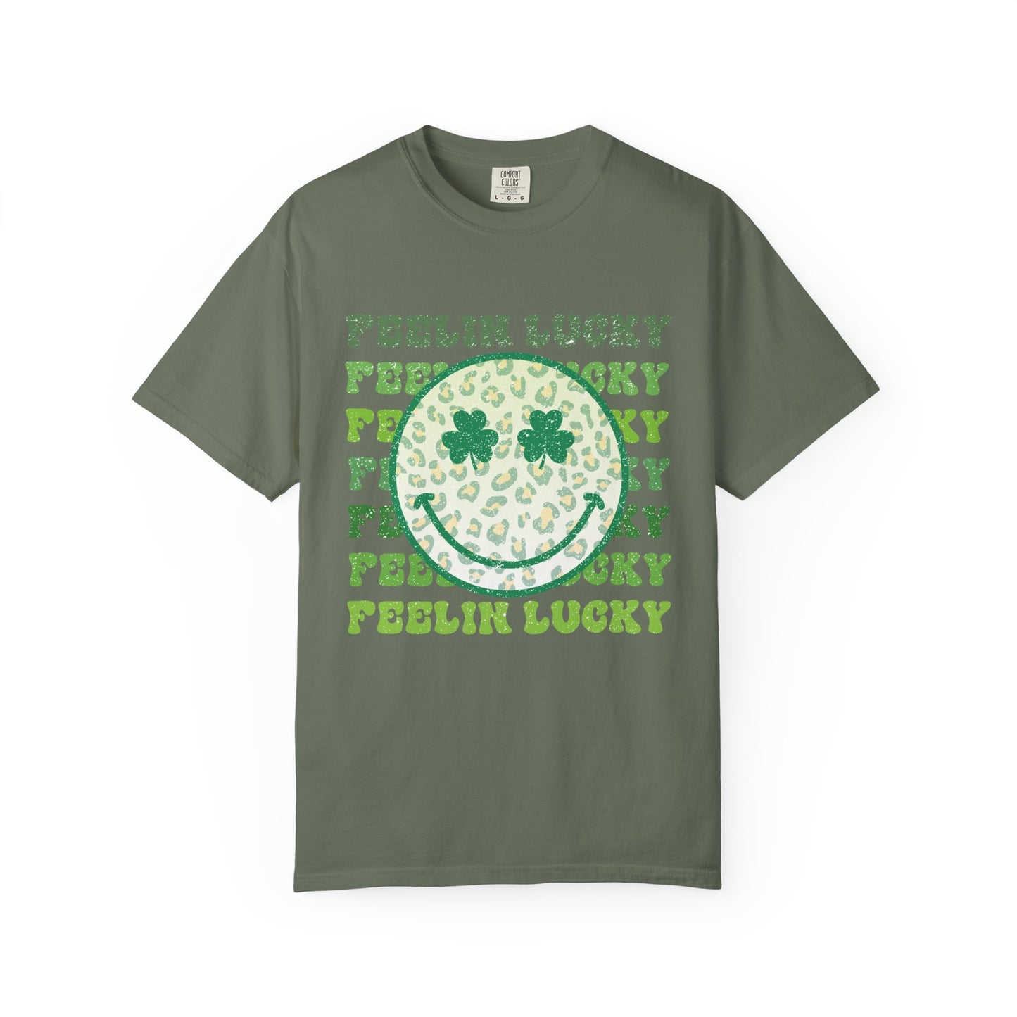 Feelin Lucky shamrock smiley Comfort Colors T-Shirt