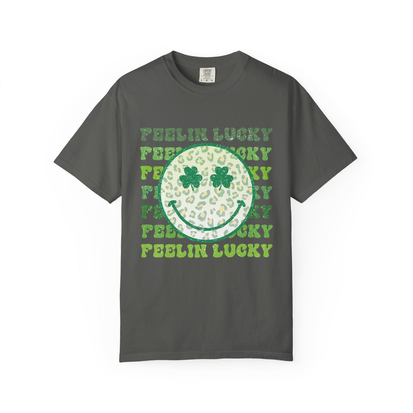 Feelin Lucky shamrock smiley Comfort Colors T-Shirt